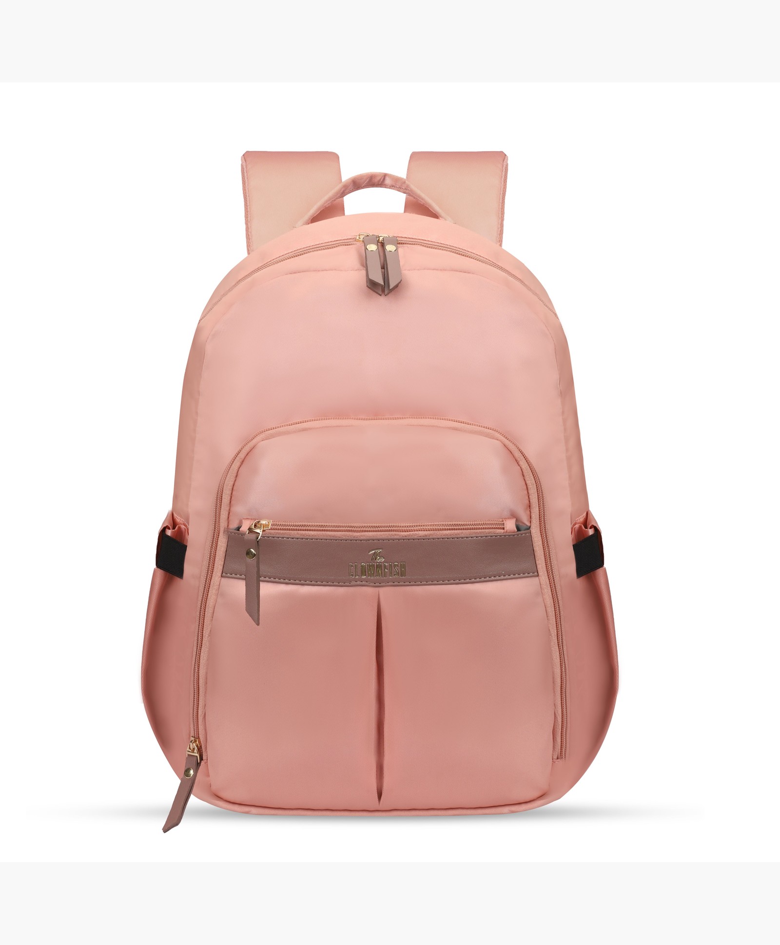 (TCFWLBPPO-GA-PCH)- THE CLOWNFISH Roamers Collection Polyester Material 15.6 inch Womens Laptop Backpack with Trolley Strap Travel Backpack for Women (Peach)-image-1
