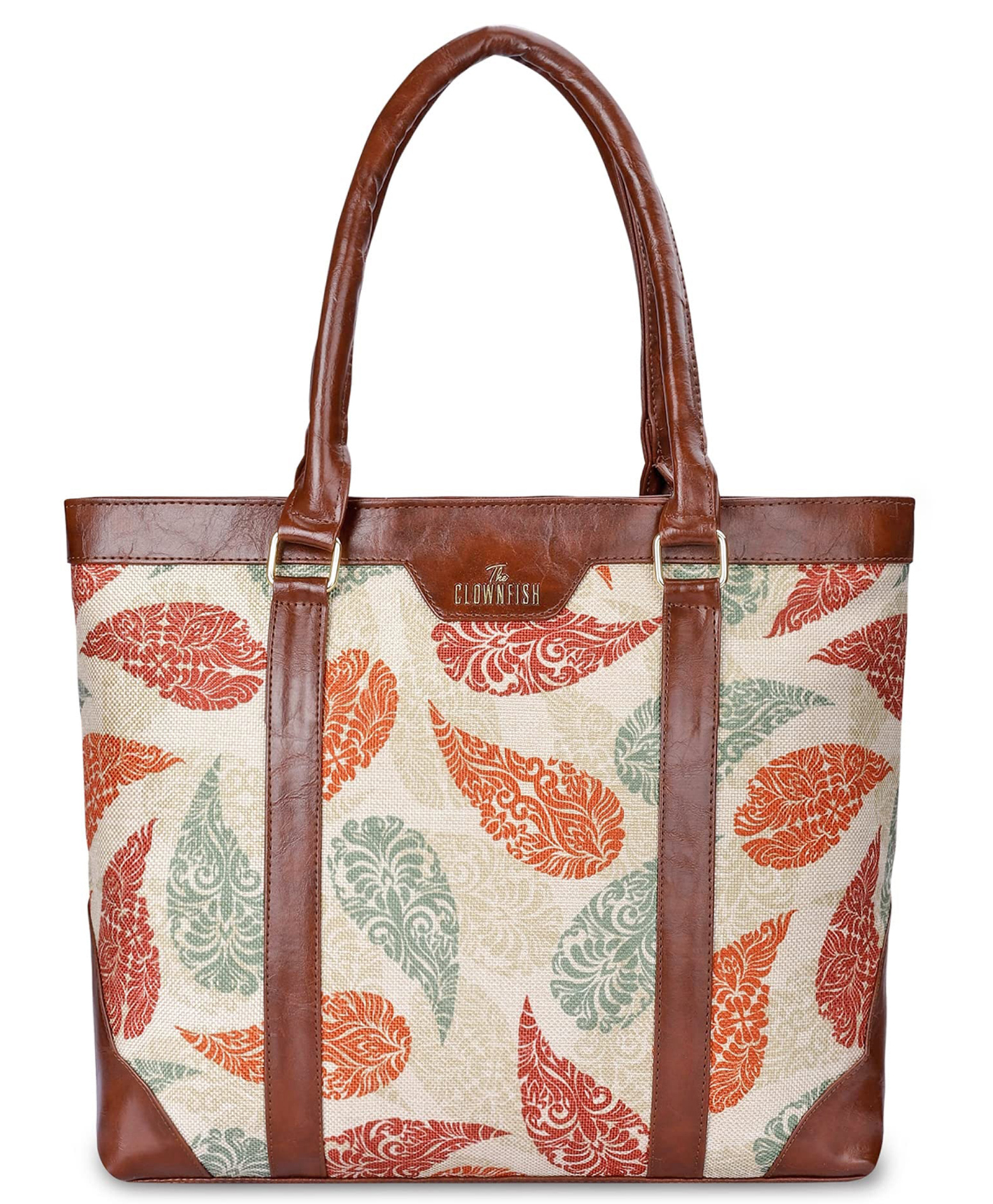 (TCFWLBJU-GA-14CR1-LF)- The Clownfish Womens Laptop Bag -(Miranda Cream Leaf Print)-picture-27