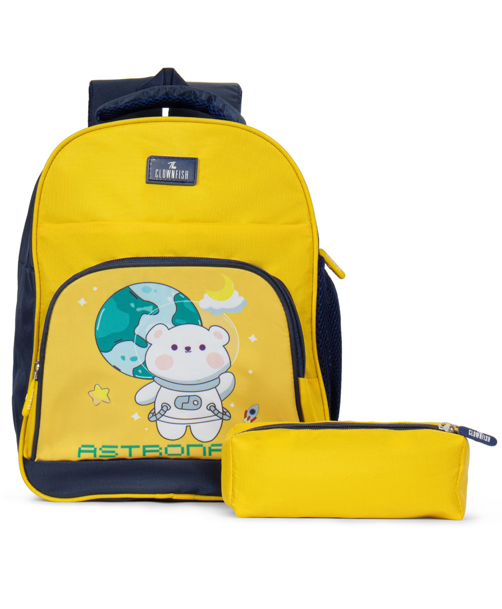 (Mini Explorer-New)- The Clownfish Mini Explorer Series Kids School Bag with Free Pencil Pouch - Yellow Astronaut-picture-15