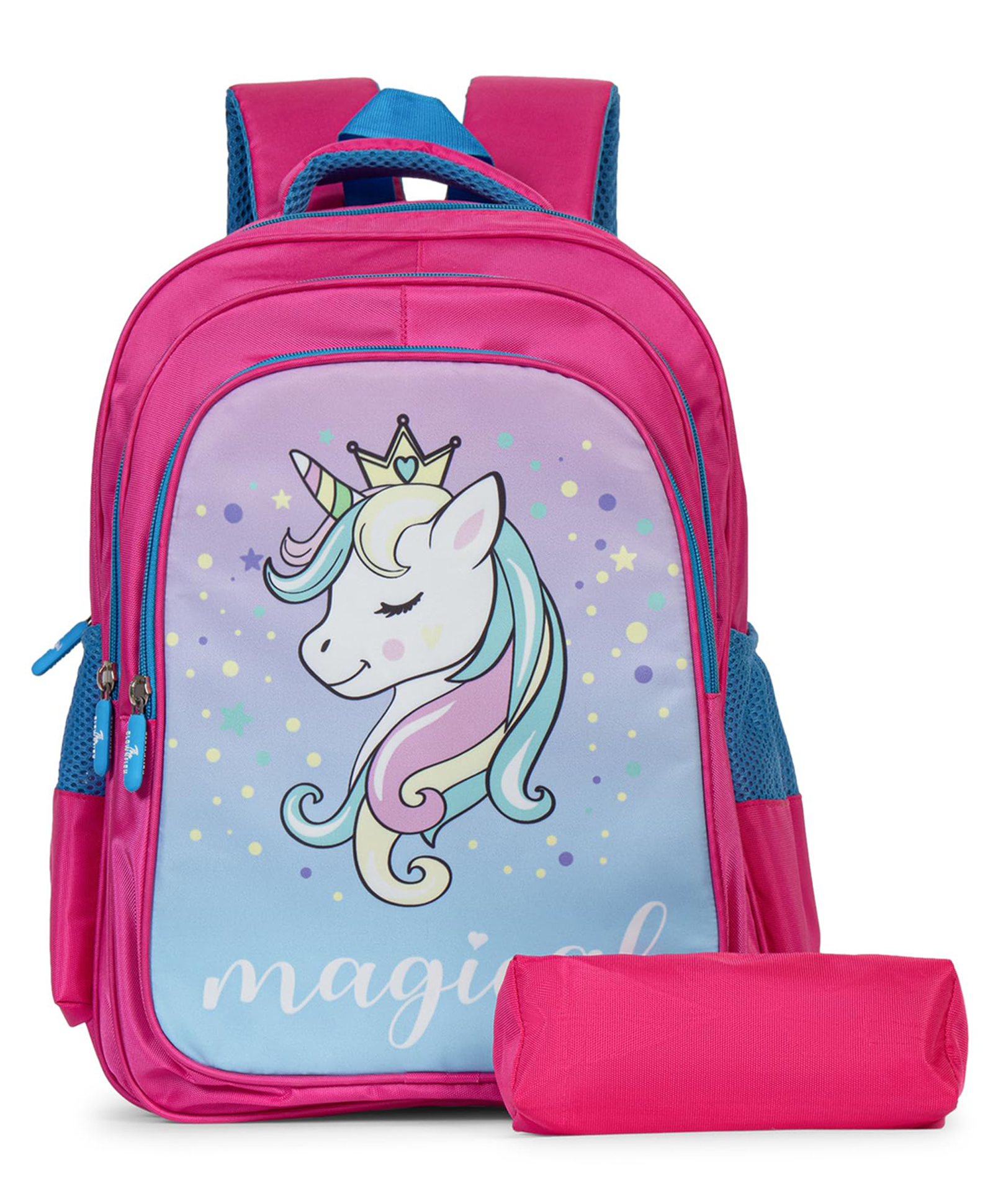 (KidVenture-New)- The Clownfish KidVenture Series Kids School Bag with Free Pencil Pouch - Pink Unicorn-image-45