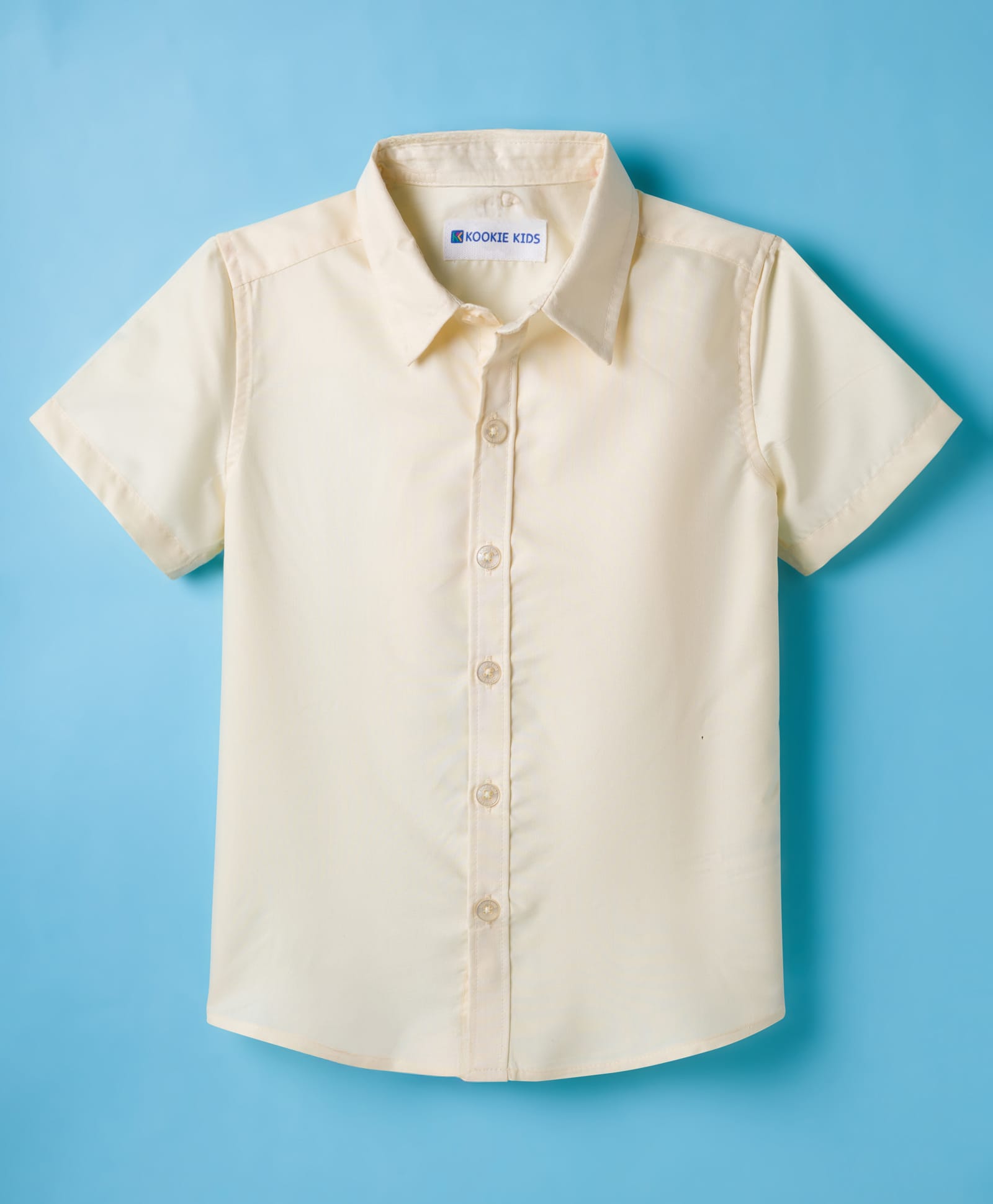 Kookie Kids Satin Woven Half Sleeves Solid Shirt - Beige-image-11