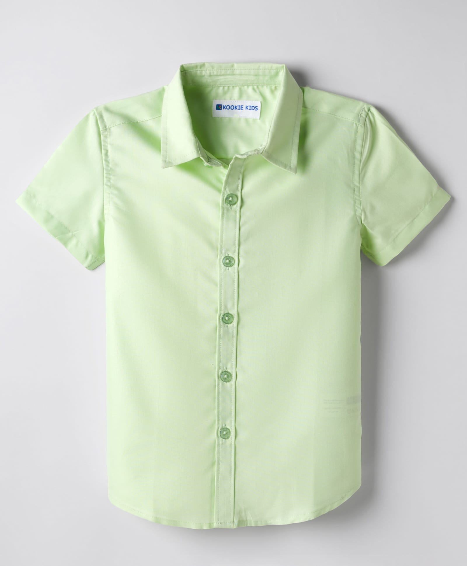 Kookie Kids Satin Woven Half Sleeves Solid Shirt - Light Green-image-25