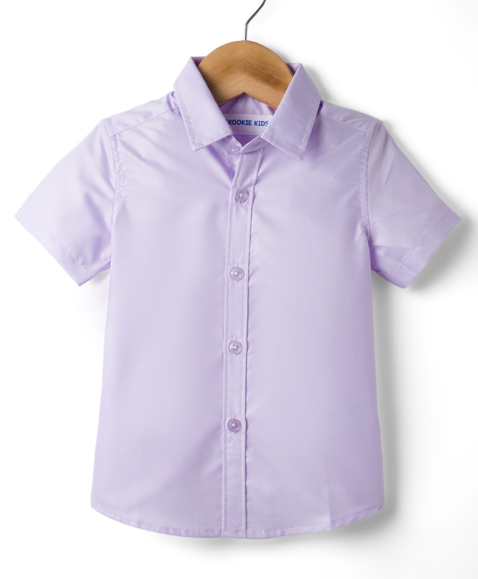 Kookie Kids Satin Woven Half Sleeves Solid Colour Shirt - Lavender-image-8