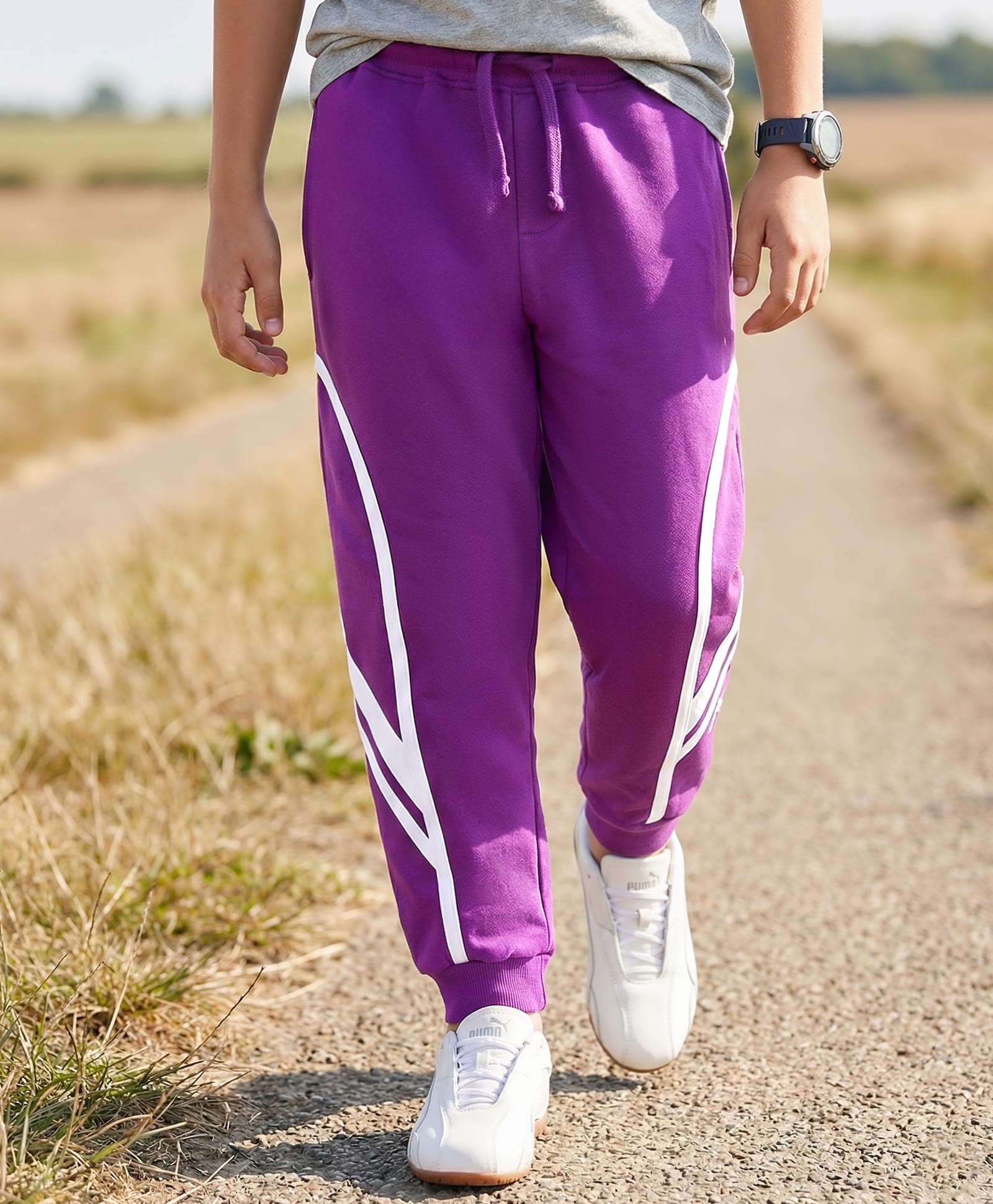Pine Kids 100% Cotton Knit Full Length Lounge Pant - Purple-image-45