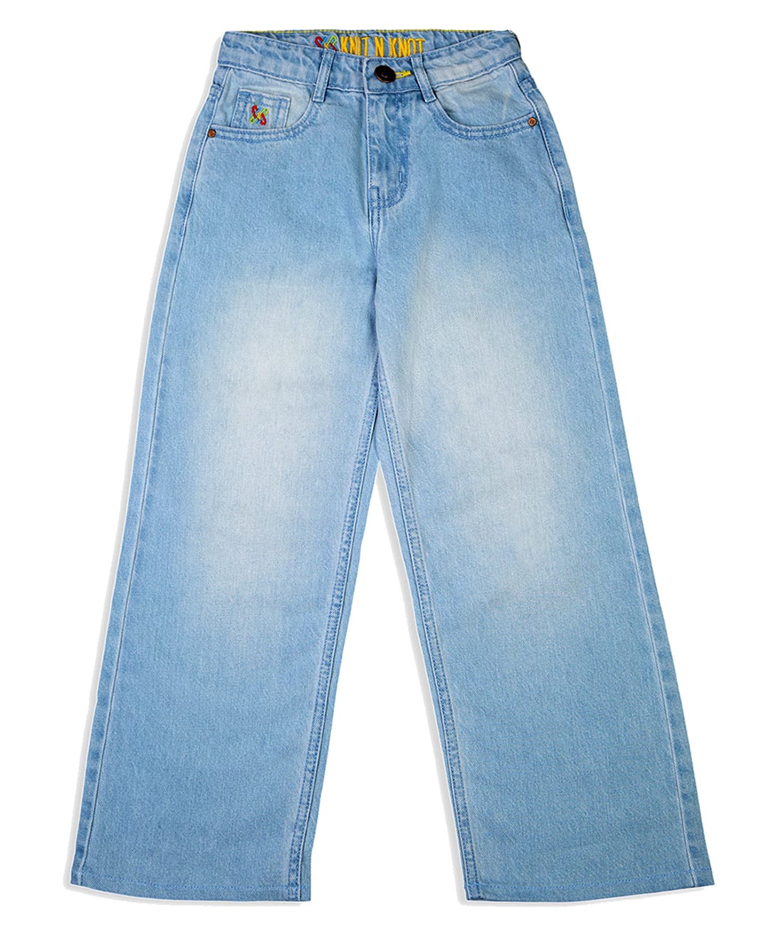 Knit N Knot Denim Woven Washed Flared Jeans - Light Blue-image-5