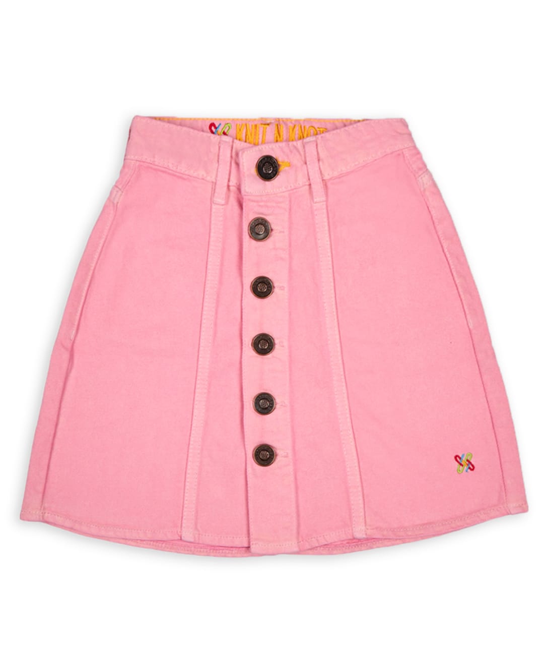Knit N Knot Denim Woven Solid Skirt - Pink-picture-38