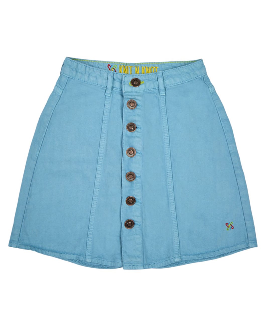 Knit N Knot Denim Woven Solid Skirt - Turquoise-picture-36