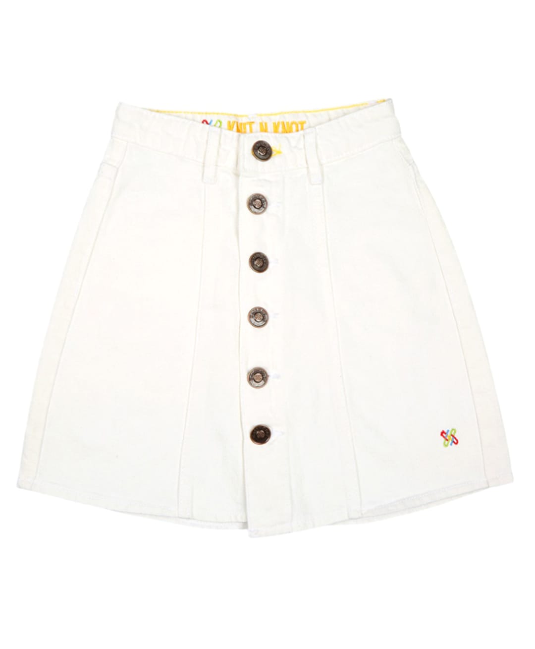 Knit N Knot Denim Woven Solid Skirt - White-picture-41