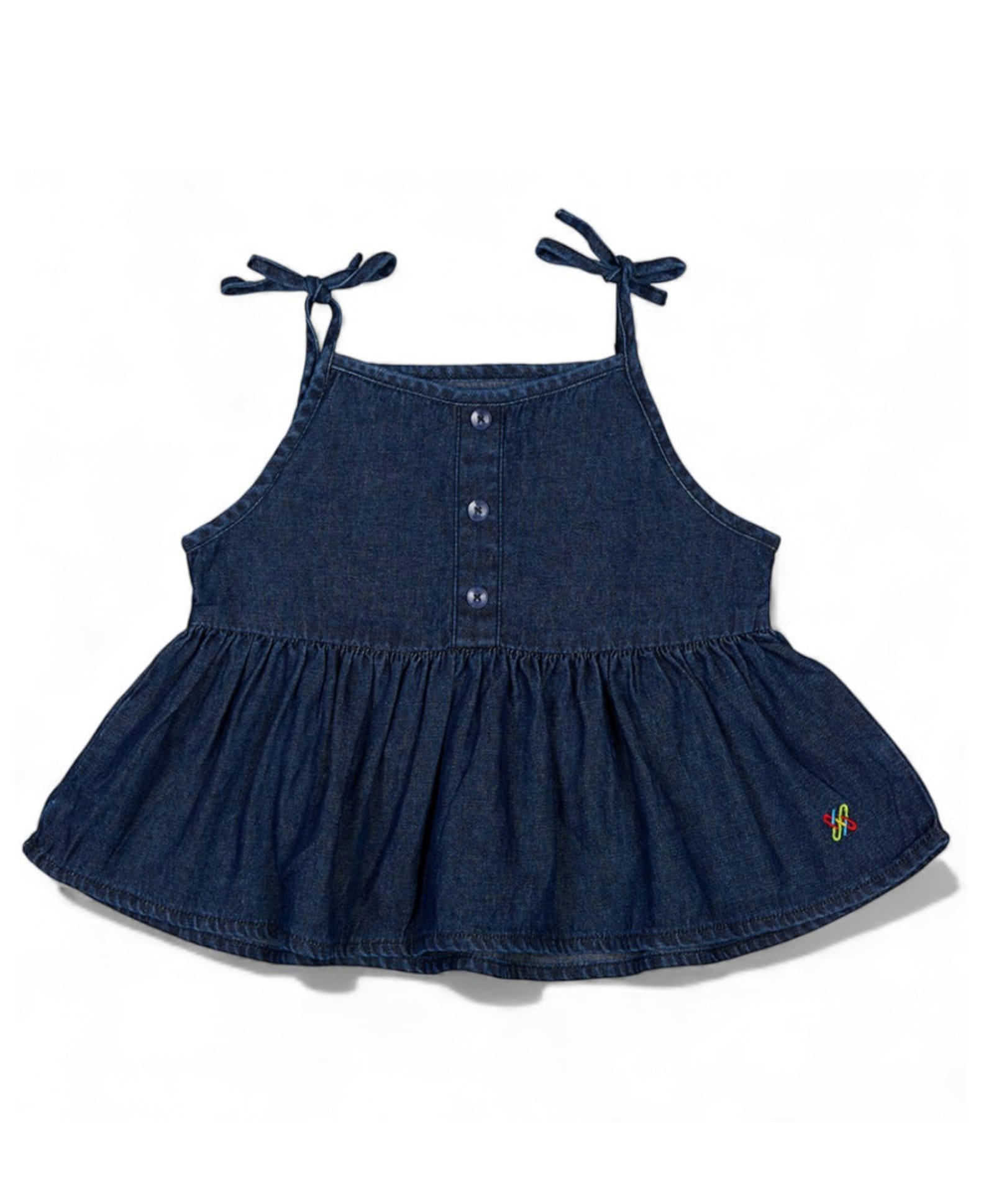 Knit N Knot Denim Woven Sleeveless Solid Peplum Top - Dark Blue-picture-43