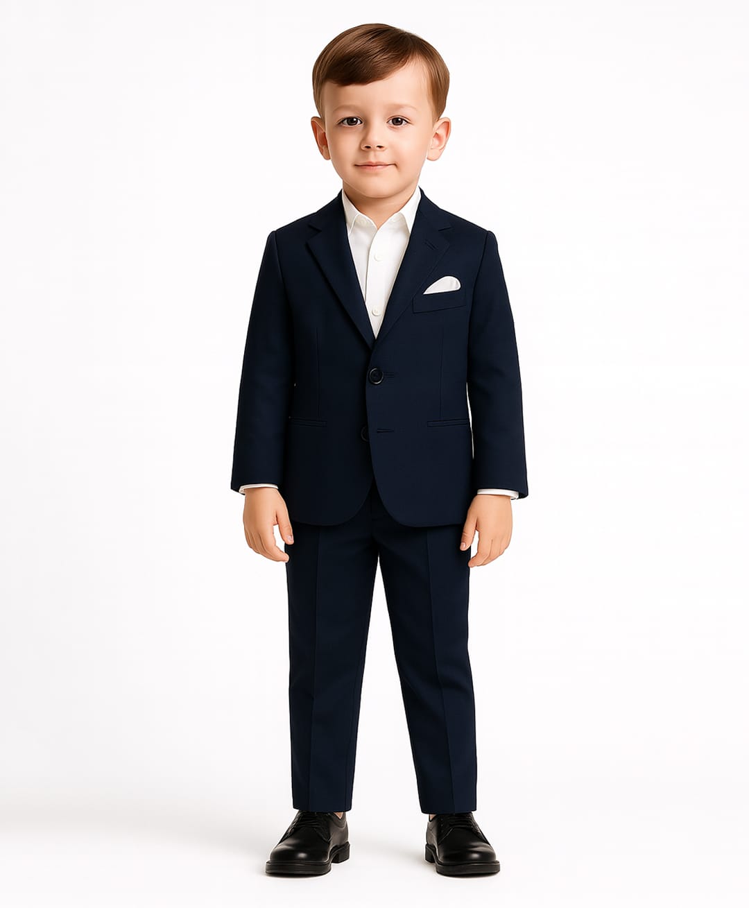 Spool Junior Cotton Woven Full Sleeves Solid 3 Piece Party Suit Set - Navy Blue