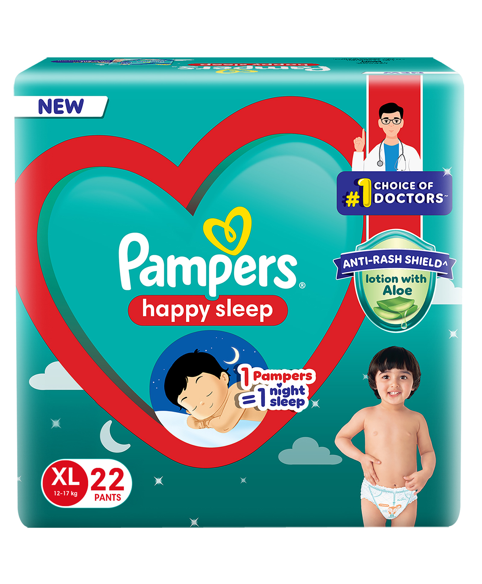 Pampers Happy Sleep Pant Style Baby Diaper 1 Pampers 1 Night Sleep with Anti Rash Shield XL - 22 Pieces-picture-23