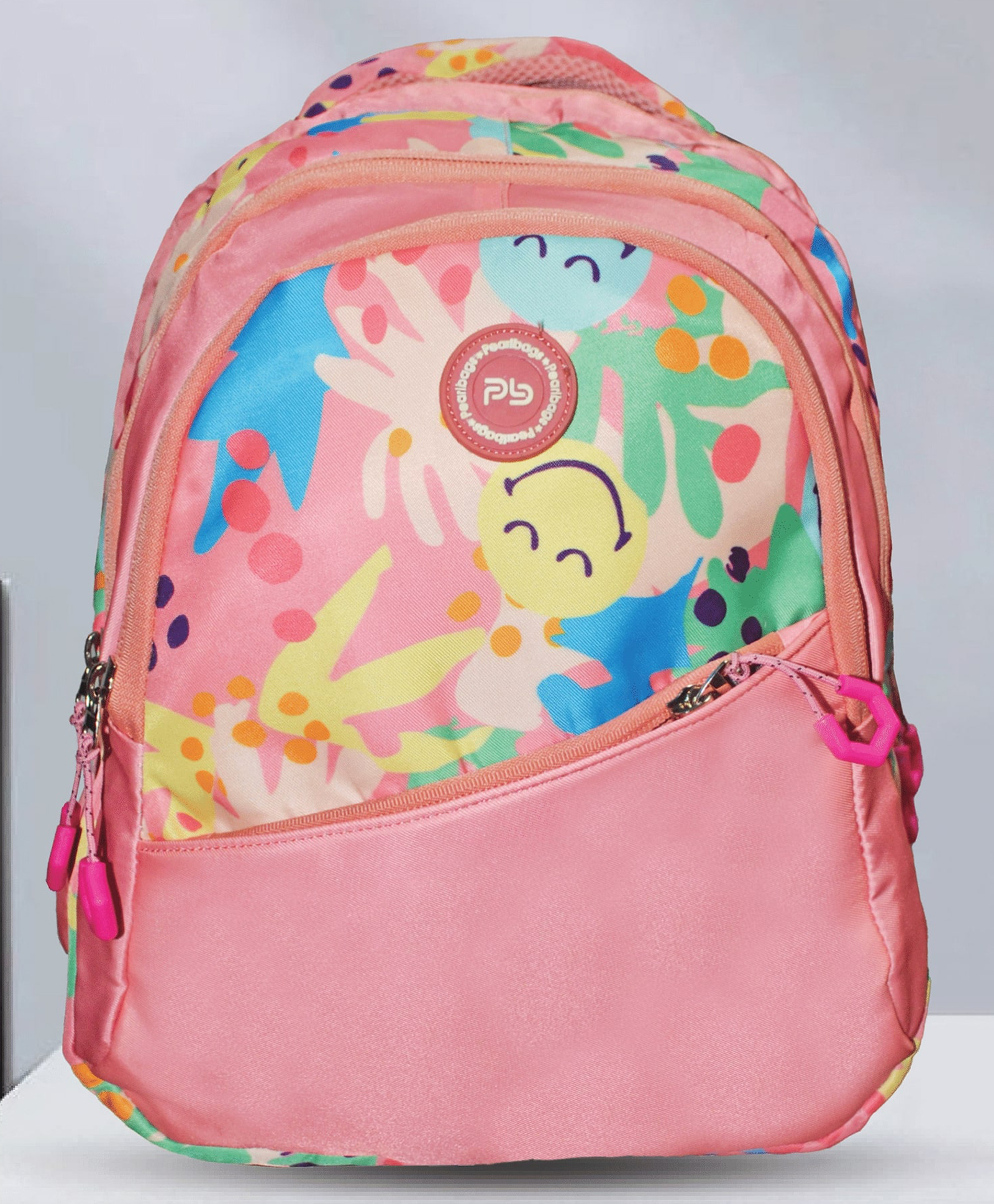 Pearlbags Polyester Water Resistant Printed Small Backpack With 3 Compartment For Kids Peach - Height 14 Inches-image-3
