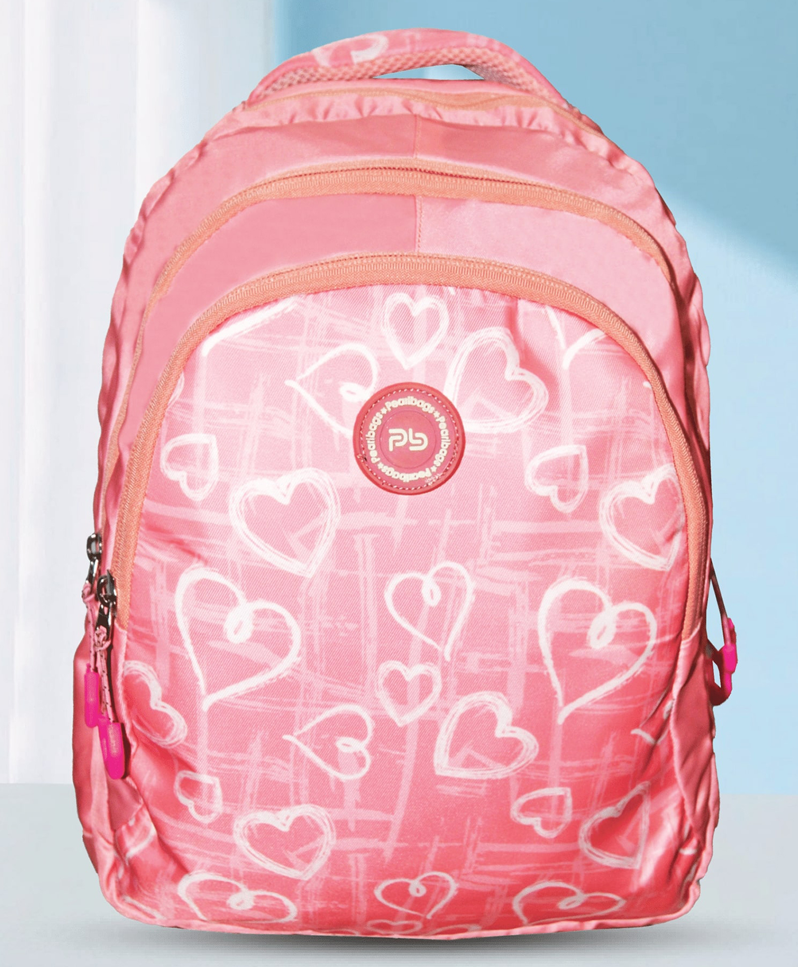 Pearlbags Polyester Water Resistant Printed Small Backpack With 3 Compartment For Kids Peach -Height 14 Inches-picture-37