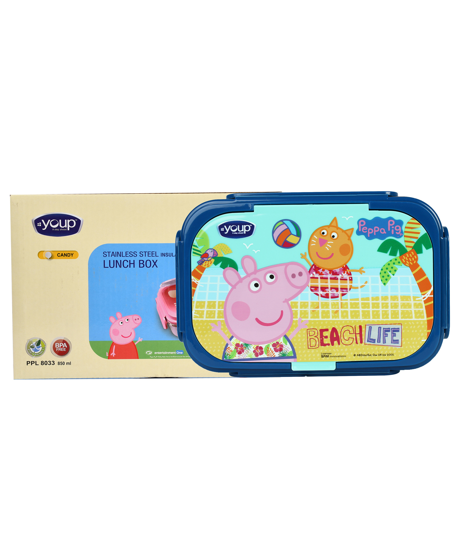 Youp Stainless Steel Insulated Blue Color Kids Peppa Pig Lunch Box With Fork & Spoon CANDY-850 ml-picture-31