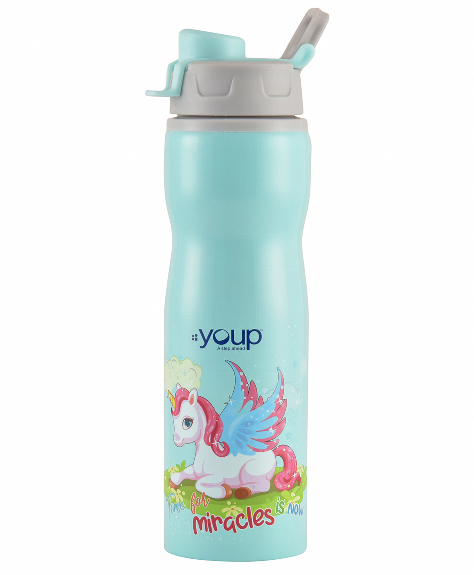 Youp Stainless steel Green color Unicorn kids water bottle - 750 ml-picture-26