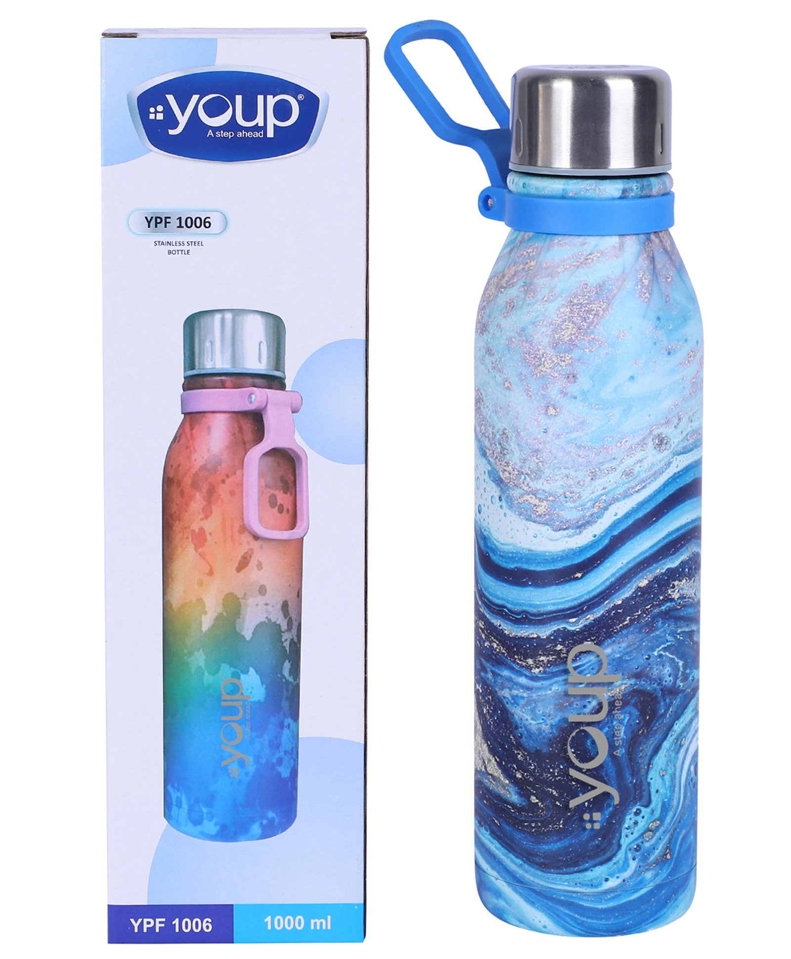 Youp Stainless Steel Water Bottle for Office Gym Travel School Dance Home Refrigerator Water Bottle For Adults Kids Girls Boys YPF 1006-1000 ml-picture-16