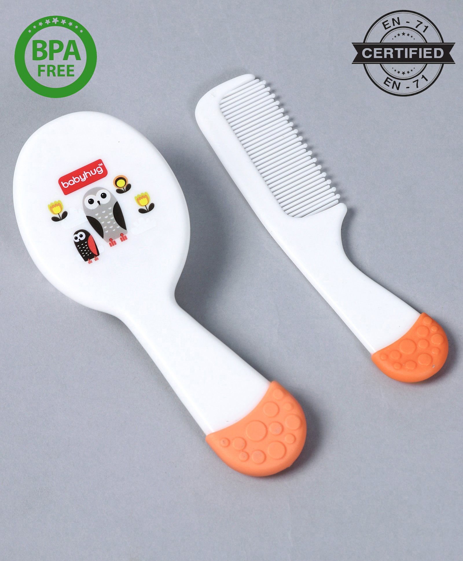 Babyhug Ergo Grip Hair Brush & Comb Grooming Set - Orange-image-21