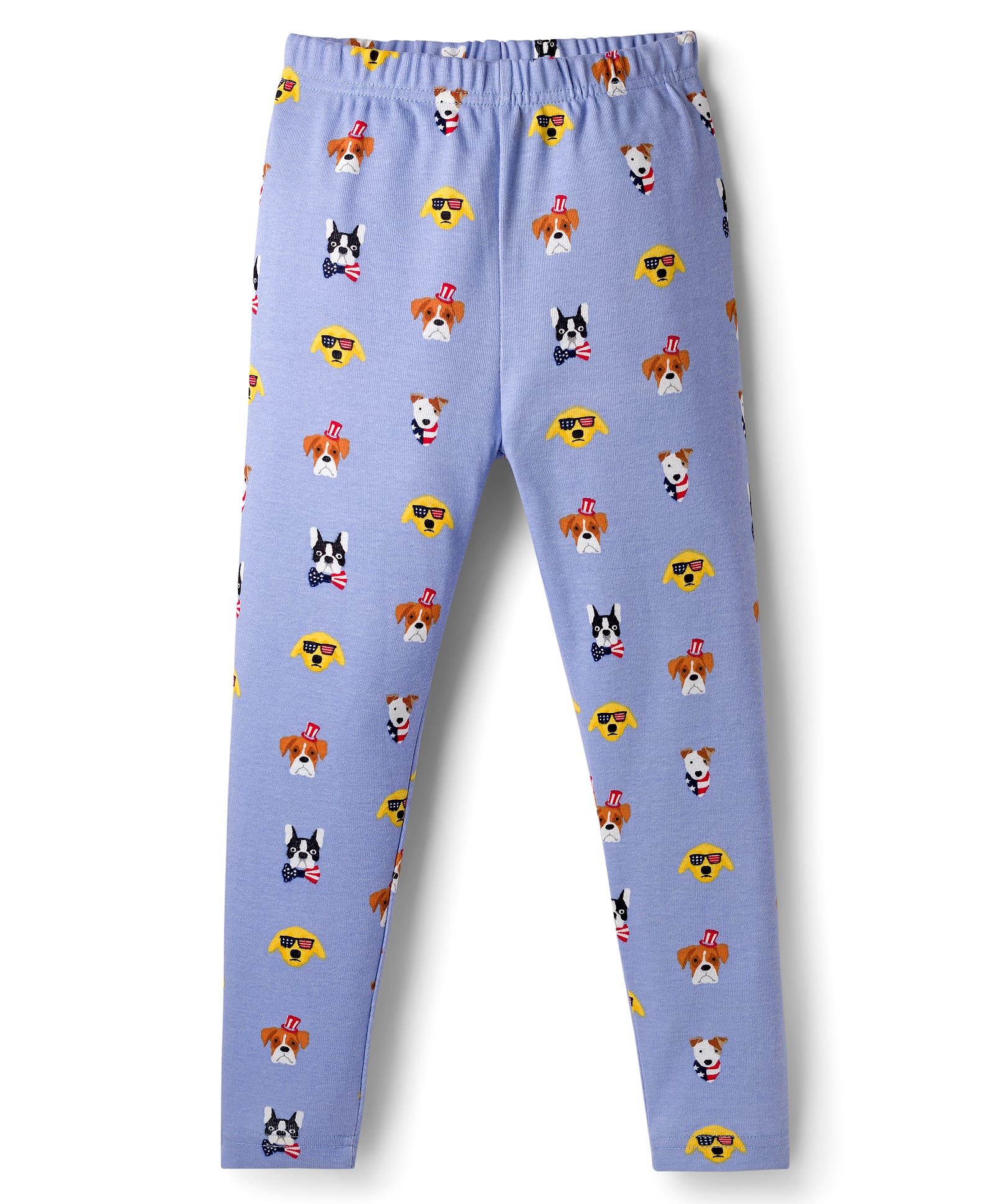 Tiara Cotton Rib Knit Cool Dogs Printed Leggings - Blue-picture-0