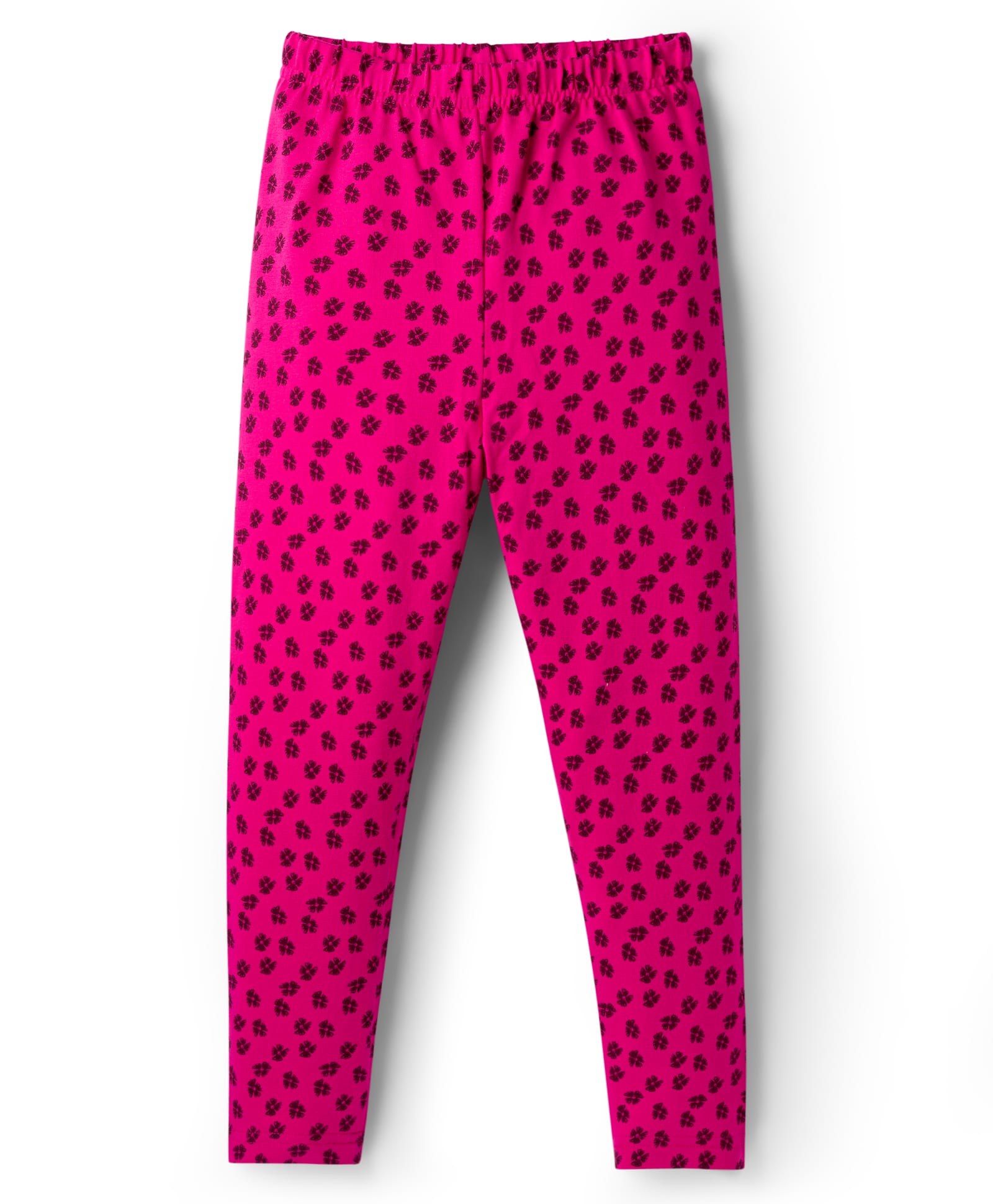 Tiara Cotton Rib Knit Floral Printed Leggings - Dark Pink-picture-39