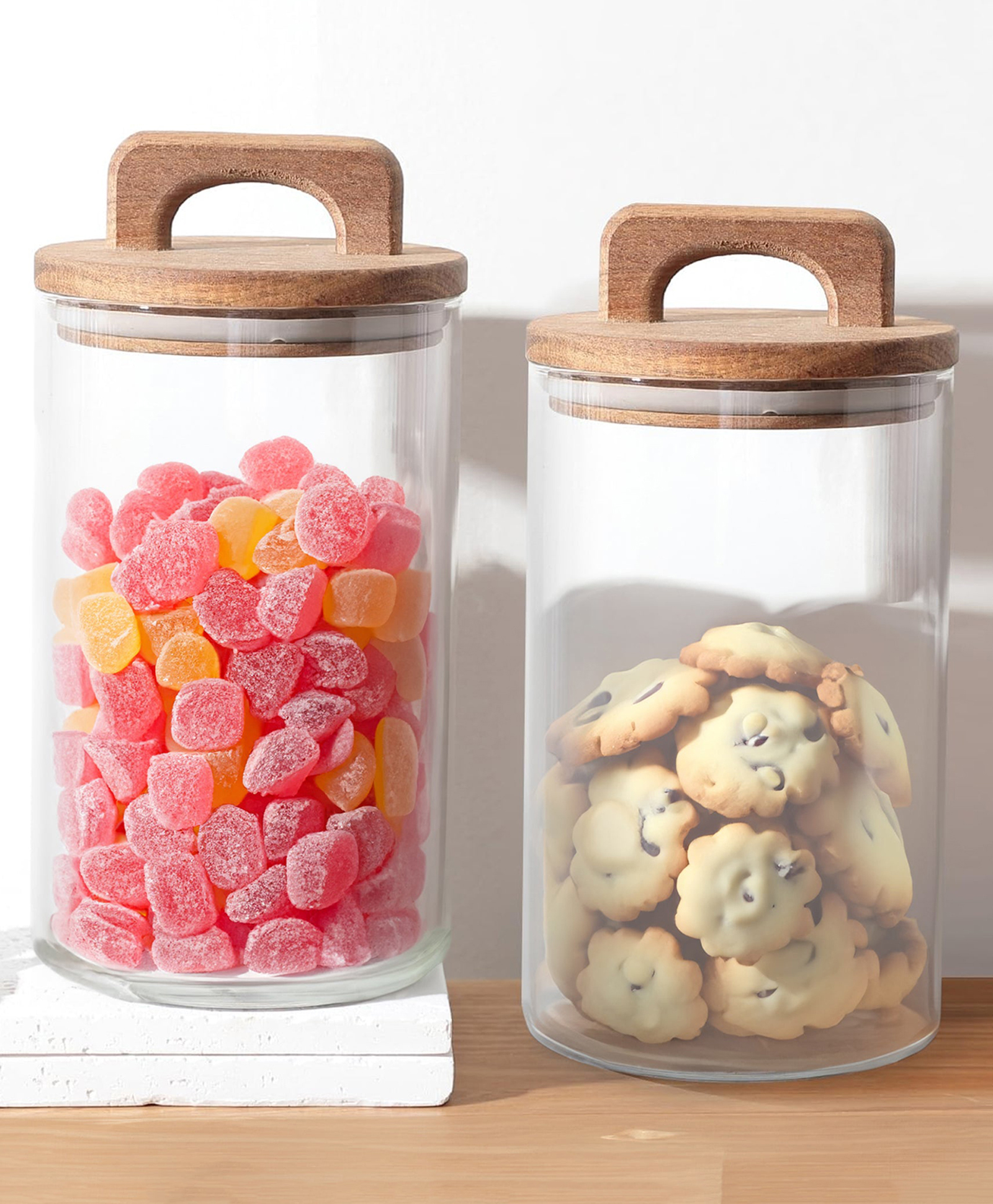 the better home UMAI 1000 ml Glass Jars with Wooden Lids | Set of 2 | Airtight, Moisture-Proof Kitchen Storage Containers | Transparent Jar with Handle | Organizer for Cookies, Snacks, Spices & Dry Fruits-picture-36