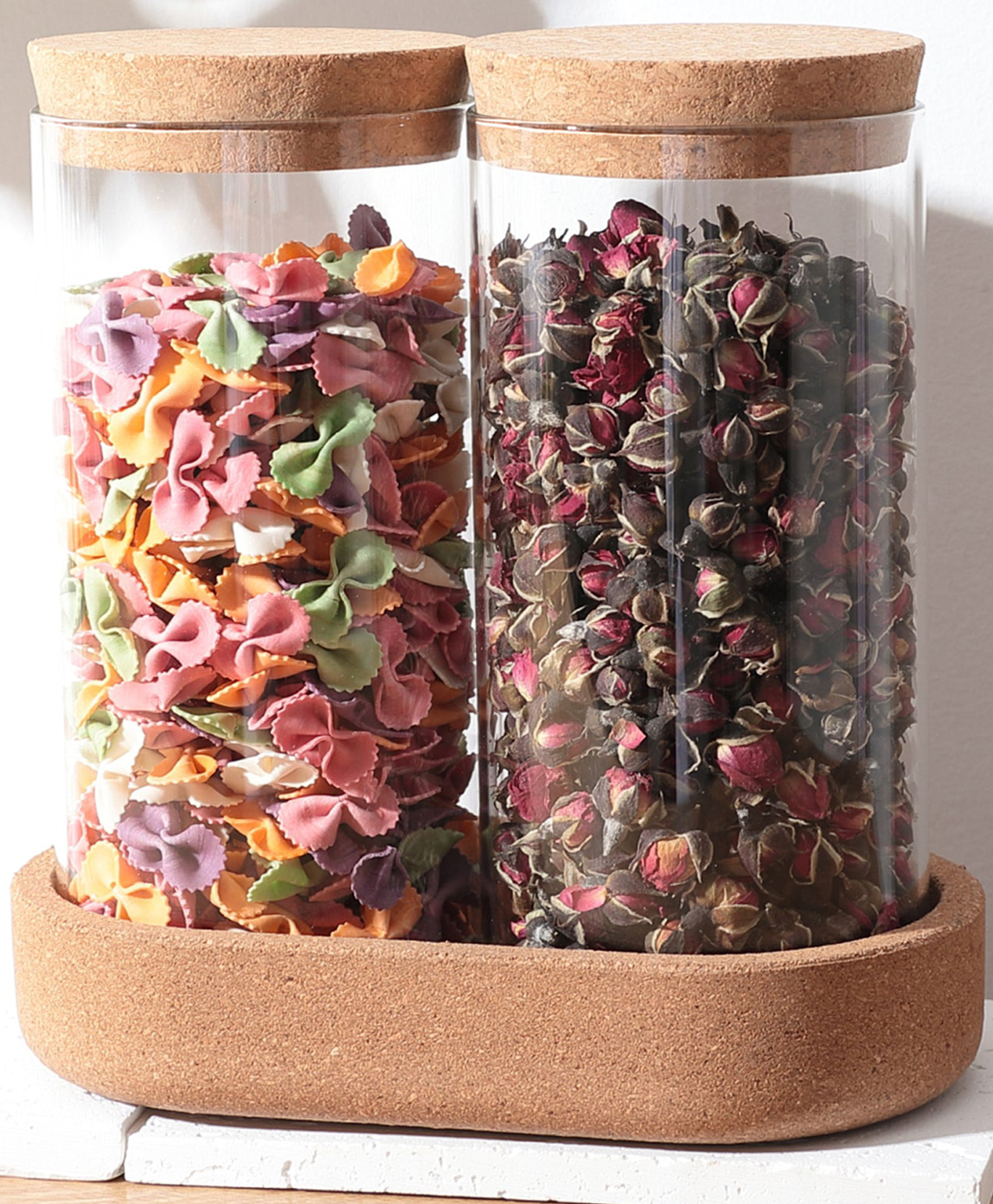 2 jars with cork lid tray | lp055-tra | pack of 2