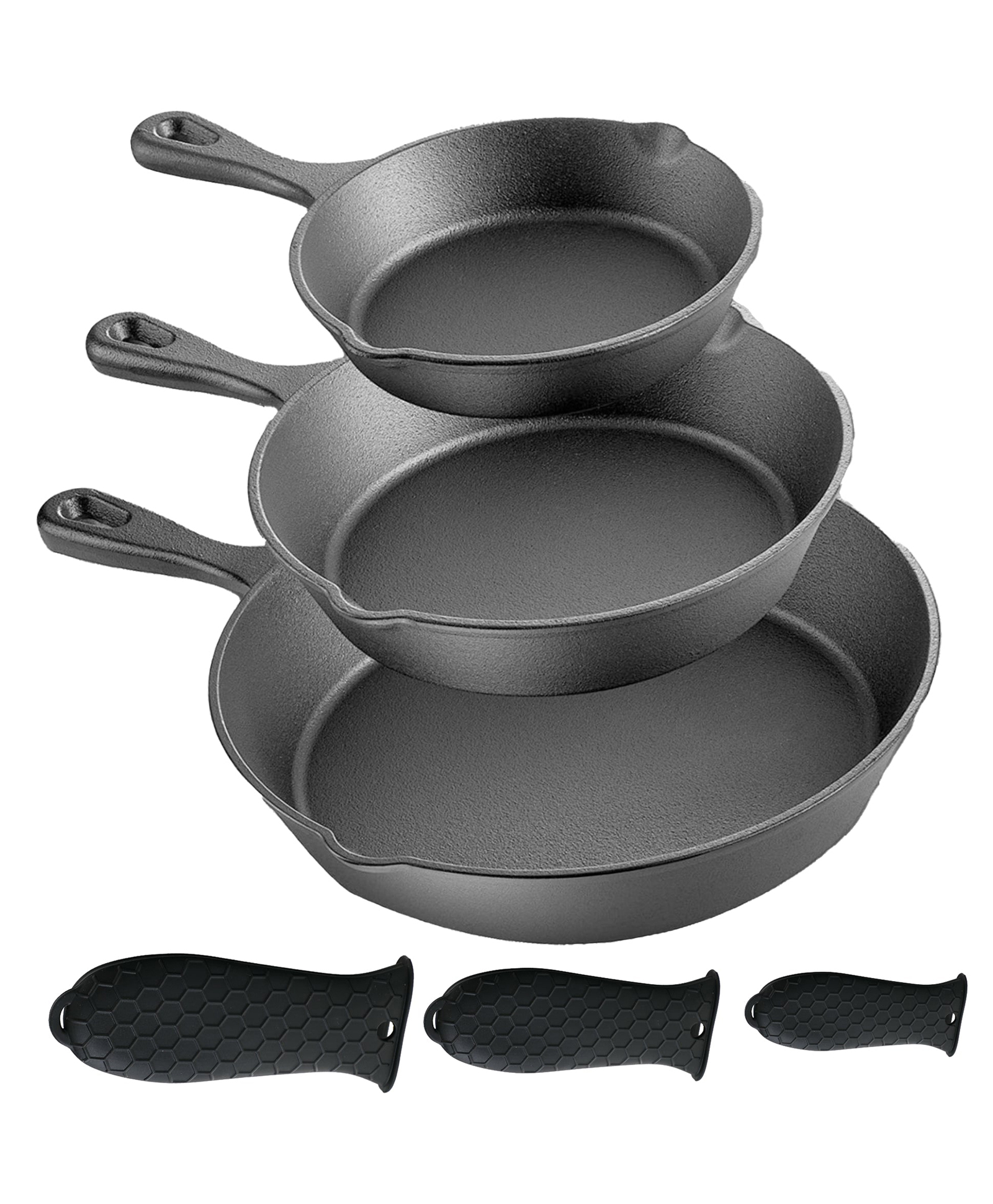 UMAI Cast Iron Cookware (3Pcs - 6inch, 8inch, 10inch) | Non Stick Pan with Silicon Sleeve | Enamel Coated Rust Proof Frying Pan | Gas Stove & Induction Pan | Cast Iron Fry Pan/Skillet | Cookware Set-image-20