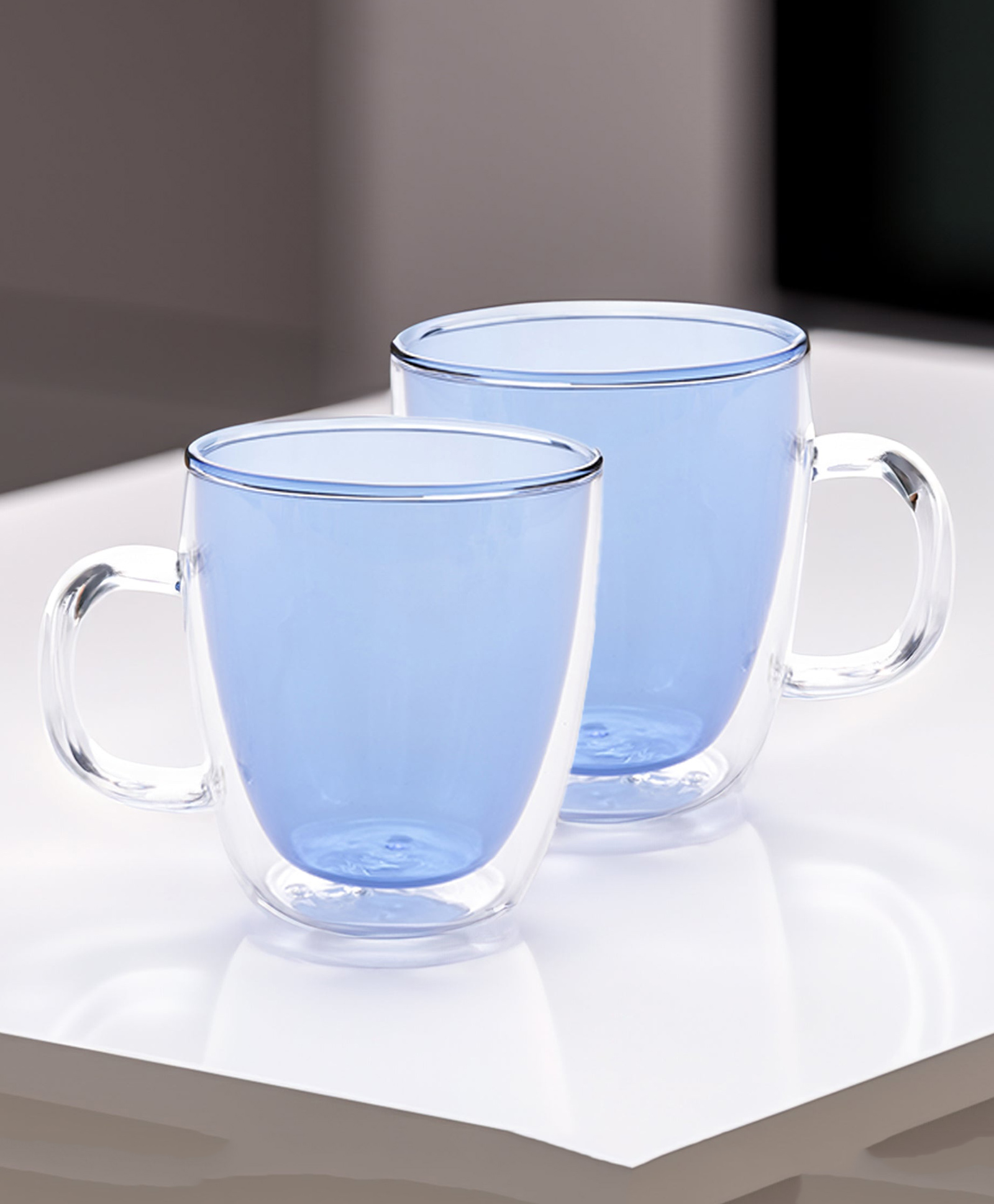 UMAI Double Walled Glass Coffee Mug Set of 2 (400ml Each) | Borosilicate Glass Teacups | High Thermal Resistance | Microwave & Dishwasher Safe | Gifting Pack for Friends & Family (Blue)-image-48