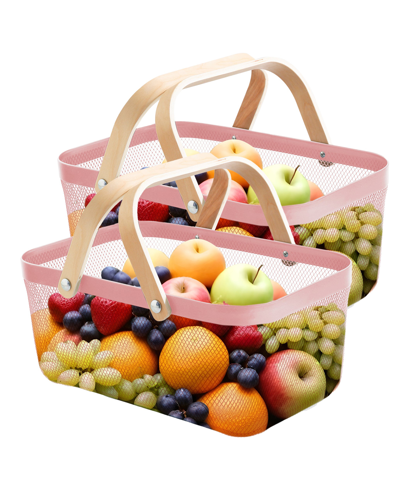 Rectangular Metal Wire Basket | Pink (Pack of 2) | LZ02-2E-image-36