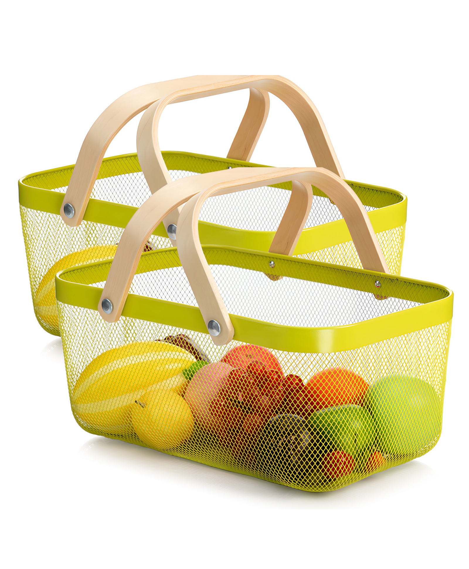 UMAI Rectangular Metal Wire Basket | Green (Pack of 2) | LZ02-2C-image-37