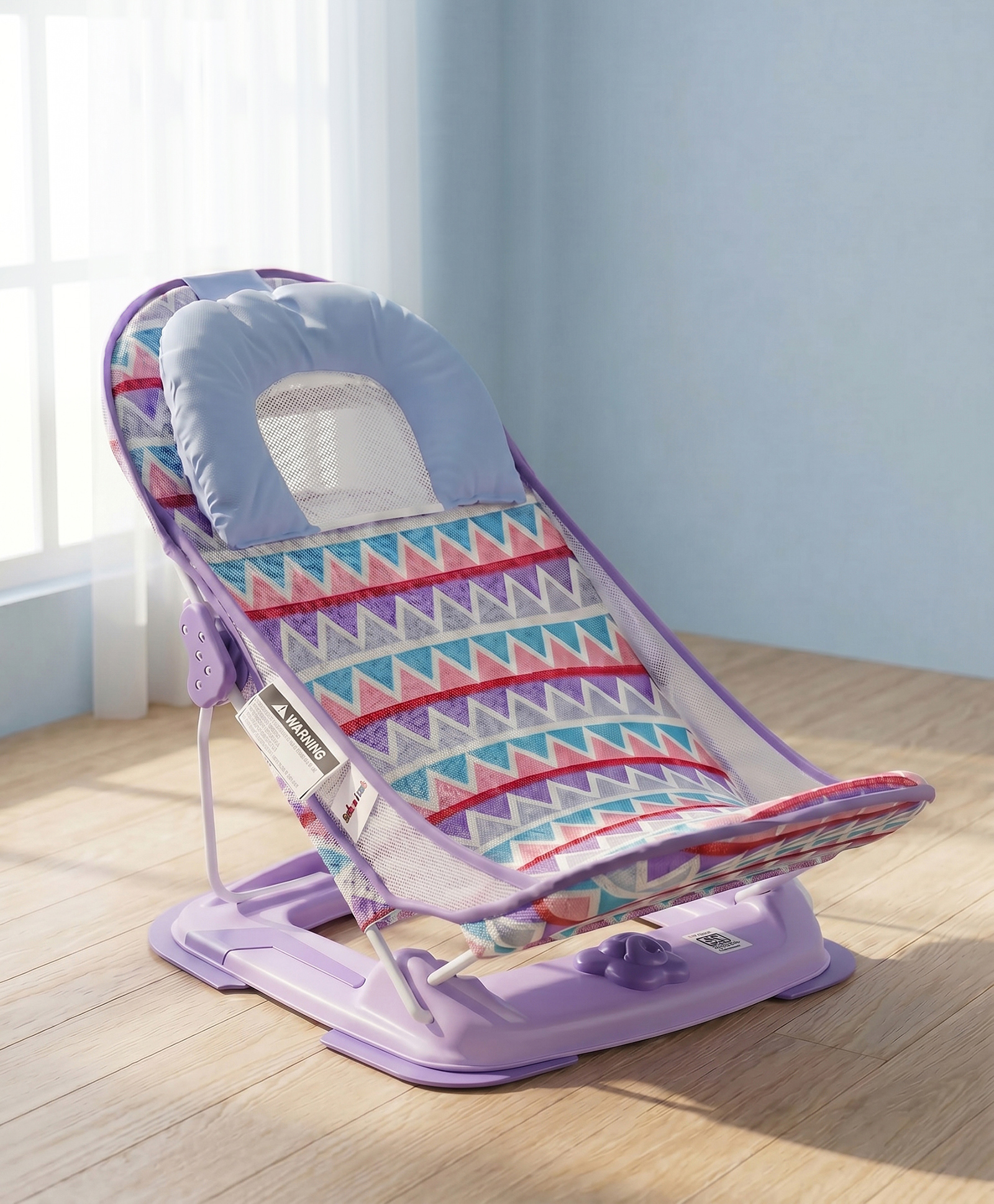 fab n funky Baby Silicone Grip Bather with Adjustable Recline - Purple| Soft Head Cushion| Anti-Skid Base| Infant Bath Seat for Newborns & Babies-picture-15