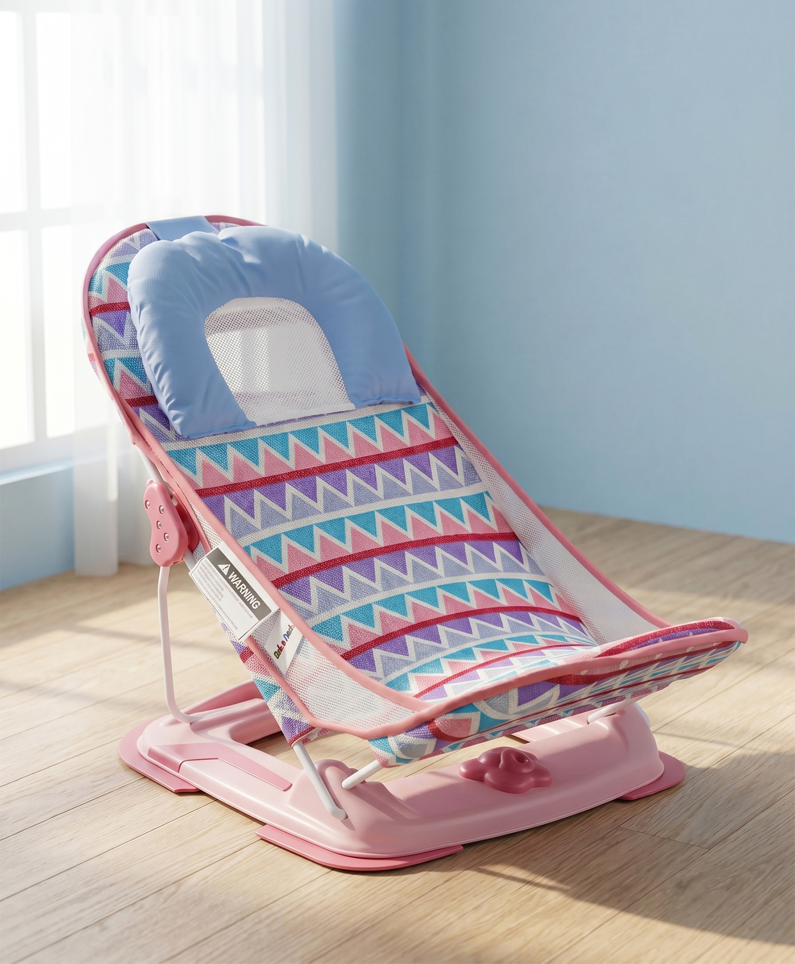 fab n funky Baby Silicone Grip Bather with Adjustable Recline - Peach| Soft Head Cushion| Anti-Skid Base| Infant Bath Seat for Newborns & Babies-picture-15