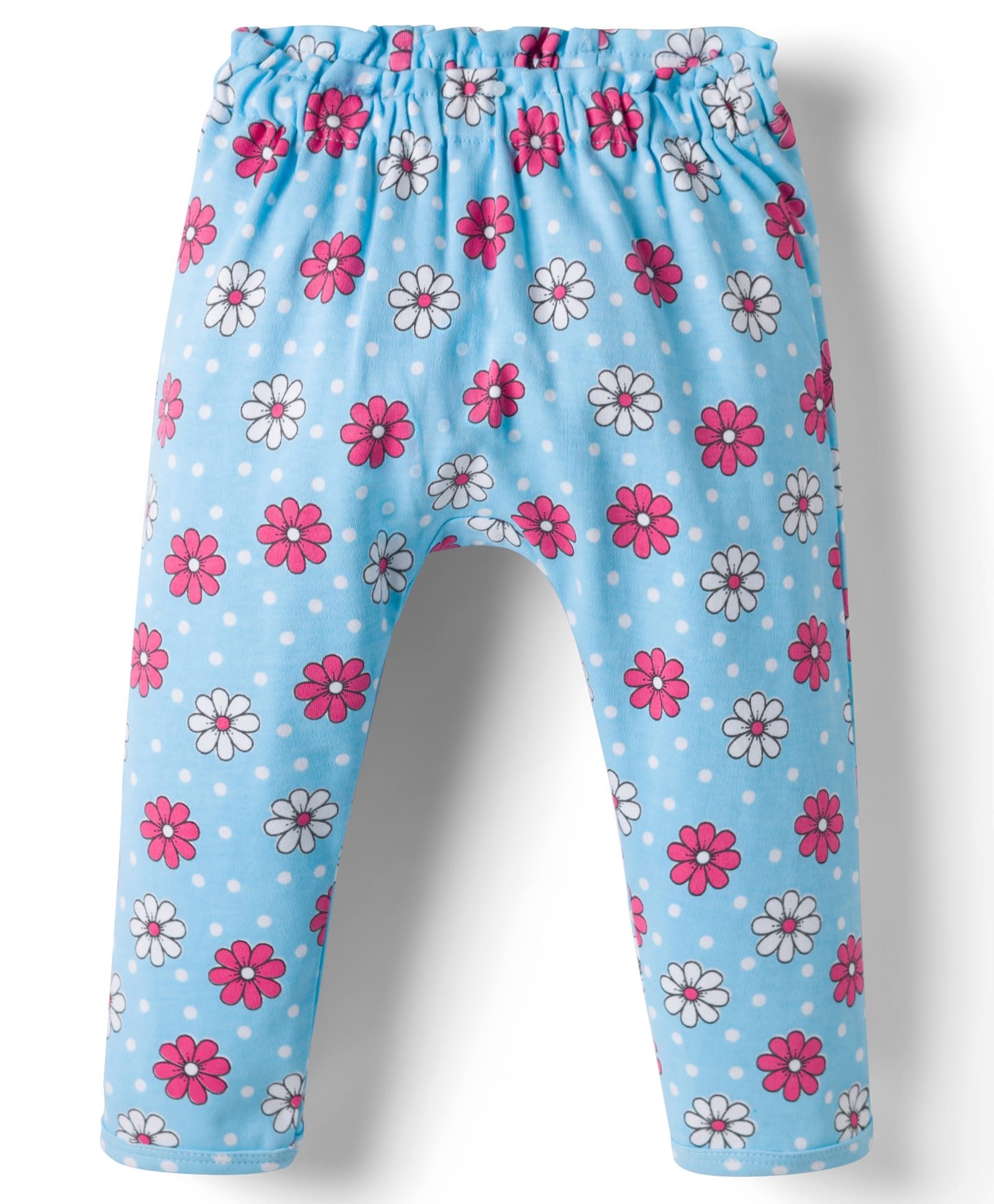 Doodle Poodle Cotton Knit Full Length Floral Printed Diaper Legging - Blue-image-10
