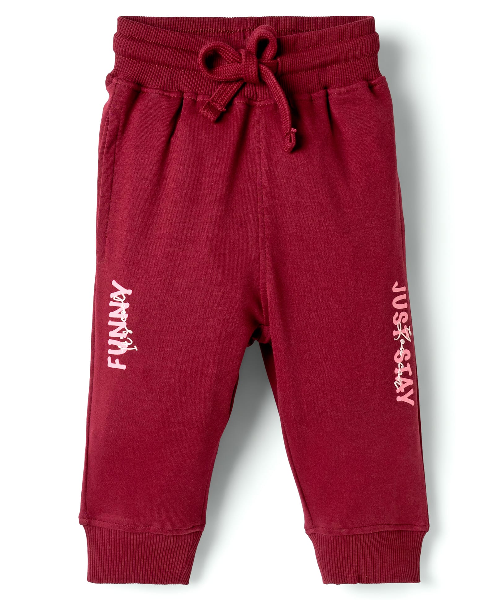 Doreme Cotton Knit Full Length Lounge Pant with Just Stay Print - Maroon-picture-26