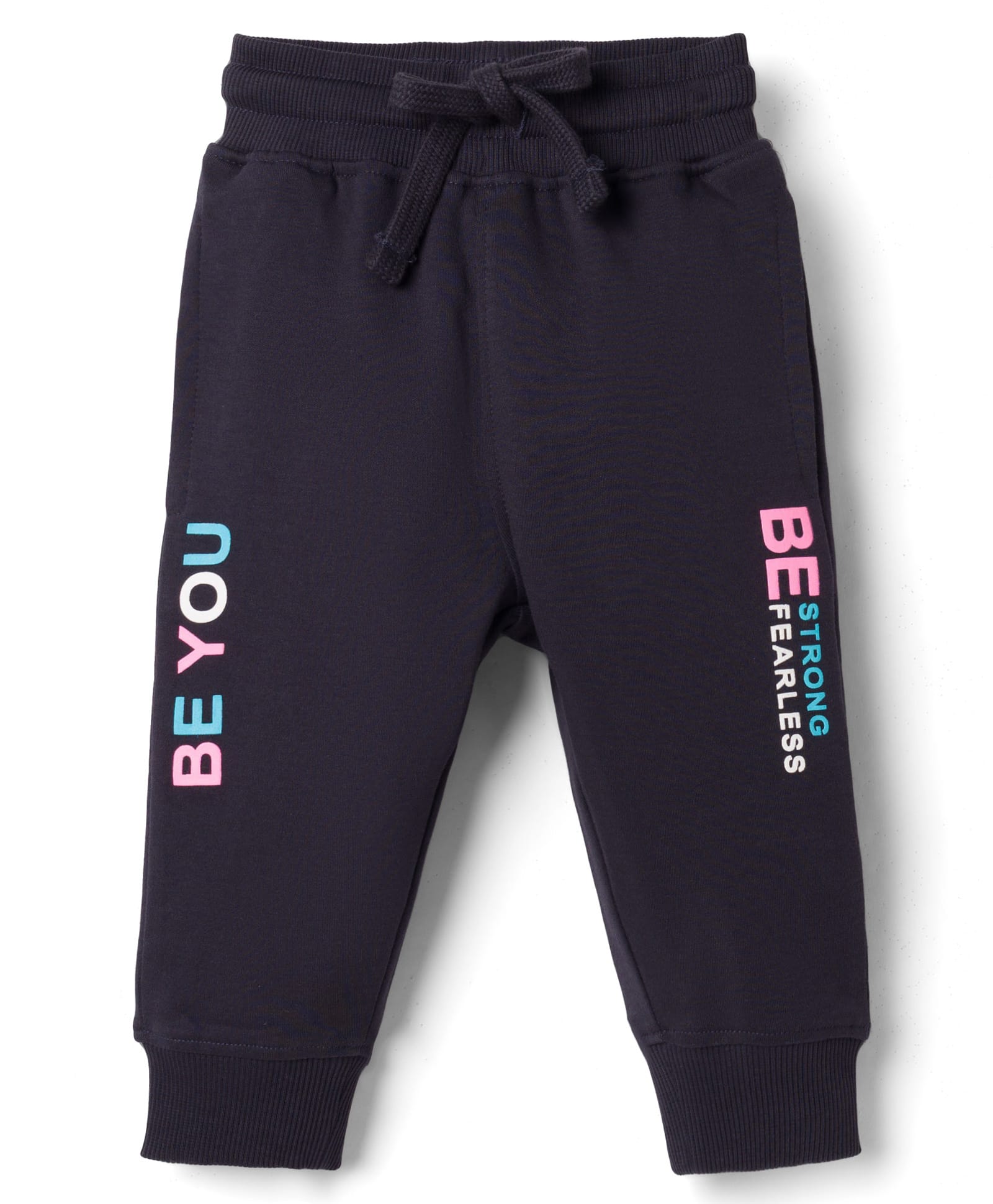 Doreme Cotton Knit Full Length Lounge Pant with Be You Print - Navy Blue-picture-25