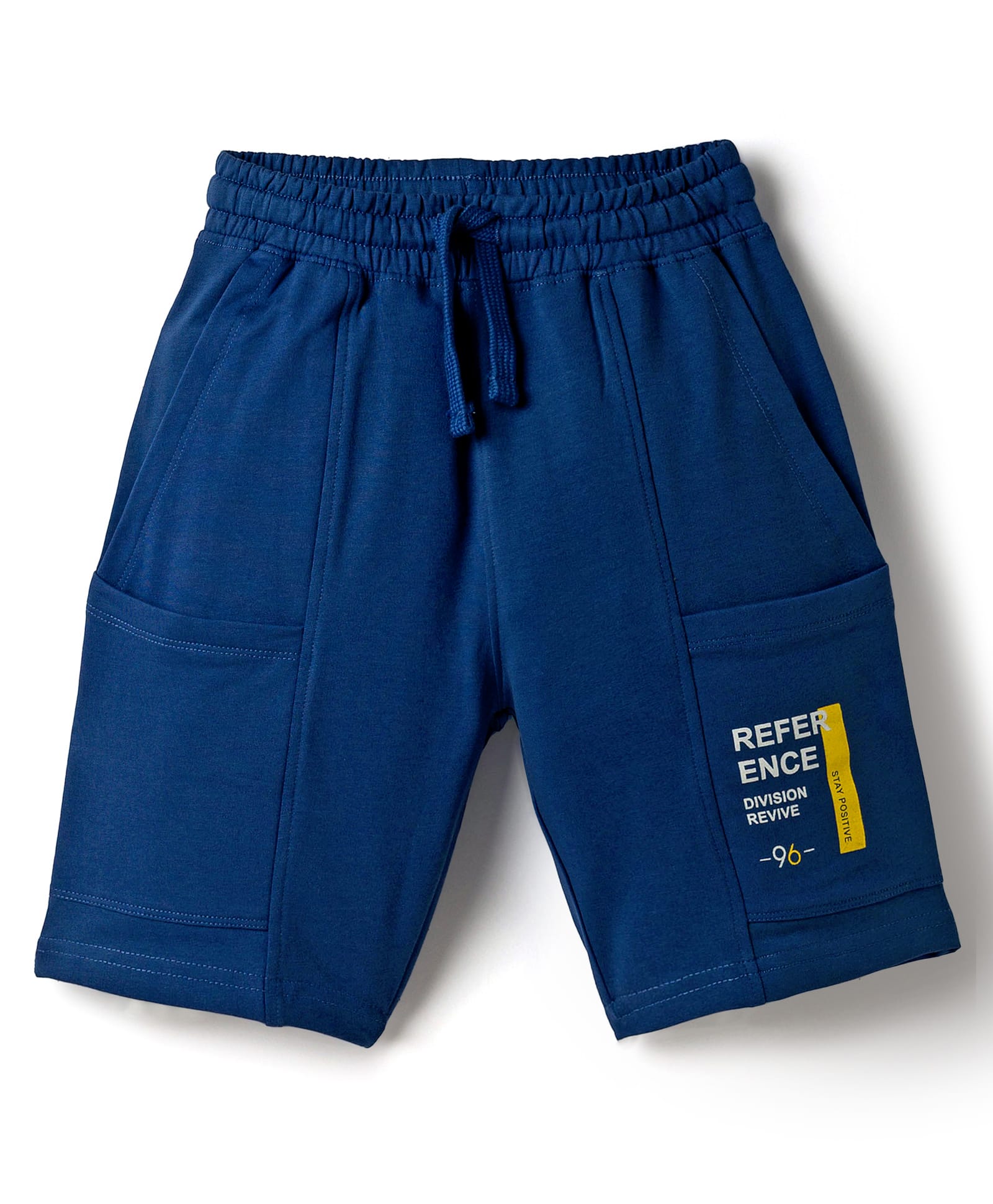 Doreme Terry Knit Above Knee Length Shorts With Text Print - Navy Blue-picture-16