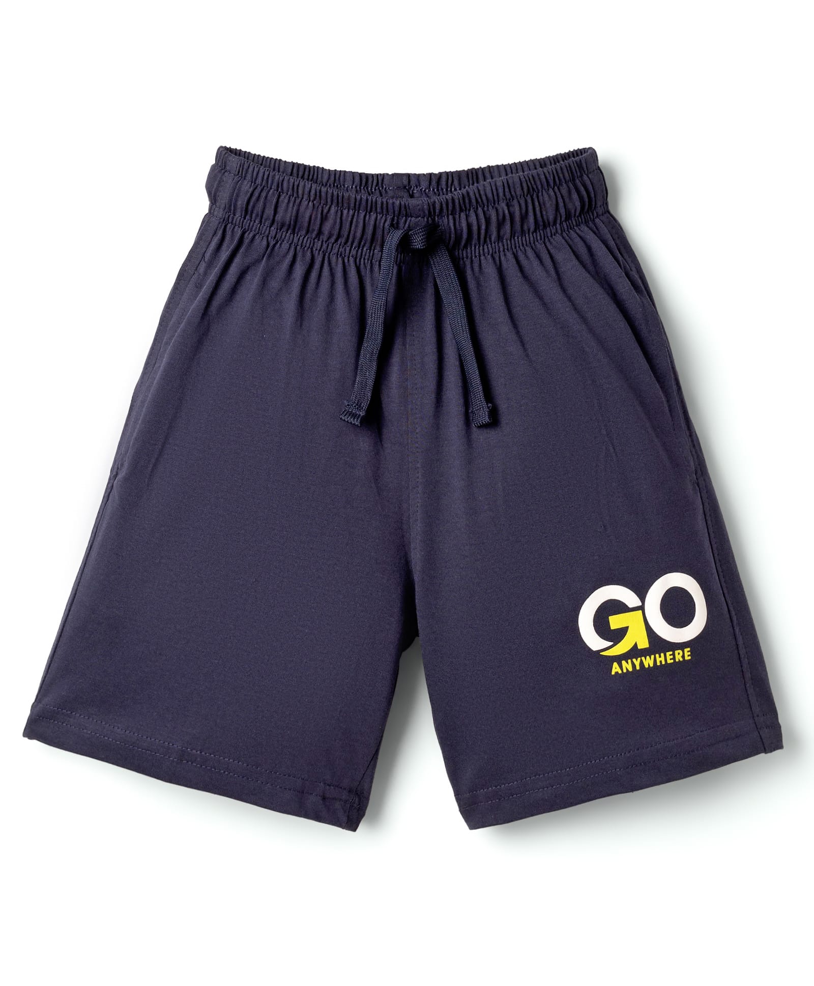 Doreme Terry Knit Above Knee Length Shorts With Text Print - Navy Blue-picture-25