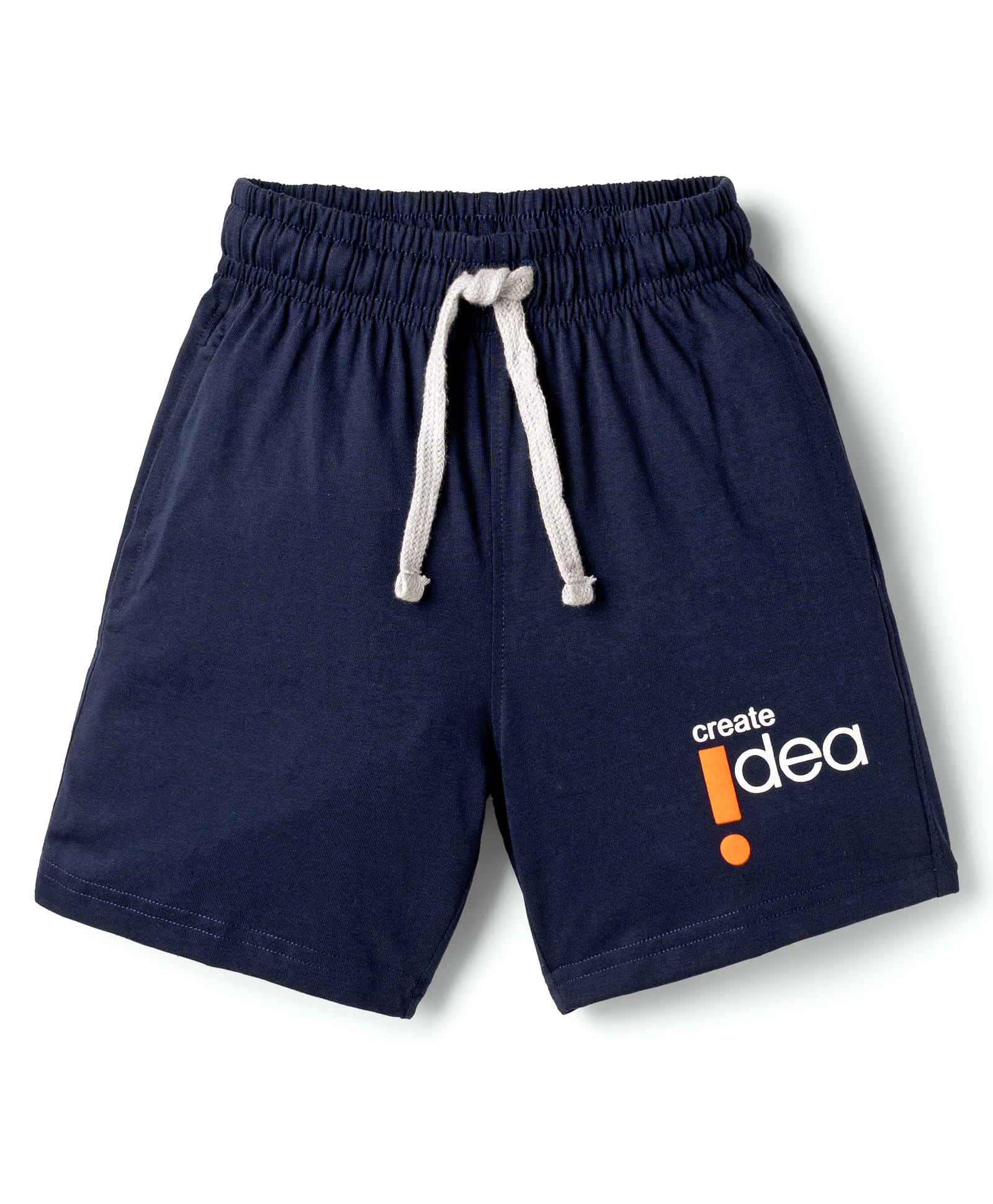 Doreme Terry Knit Above Knee Length Shorts With Text Print - Navy Blue-picture-21