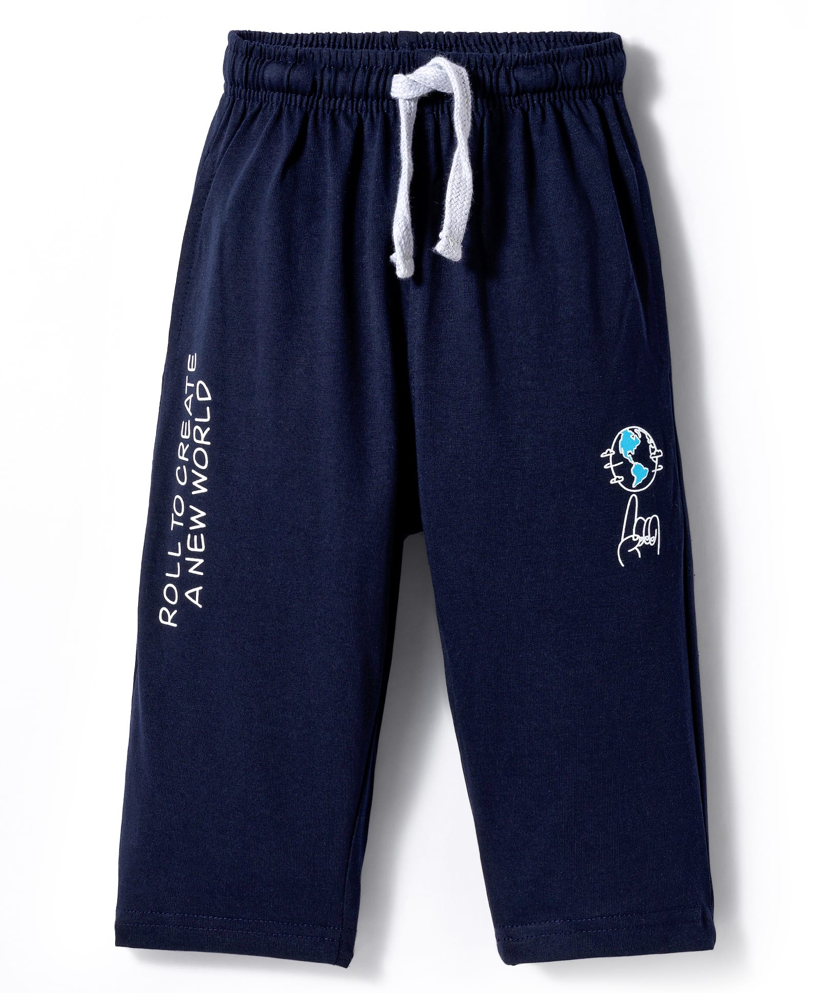 Doreme Terry Knit Full Length Lounge Pant With Text Print - Navy Blue-picture-21