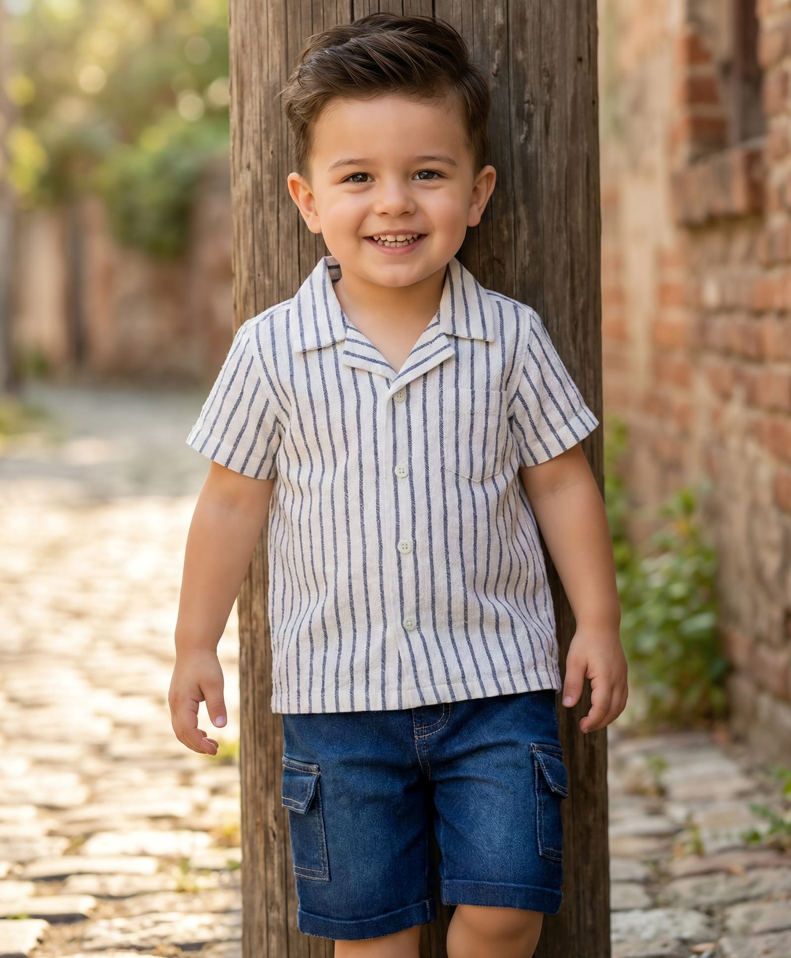 Babyhug Cotton Woven Half Sleeves Striped Shirt & Denim Shorts Set - Blue-image-37