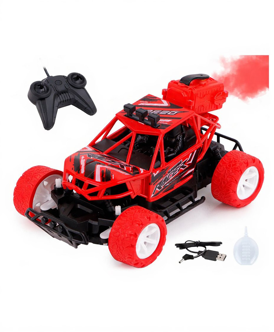 KiddyBuddy 5 Function RC Toy Car with Smoke Effect - Red-image-42