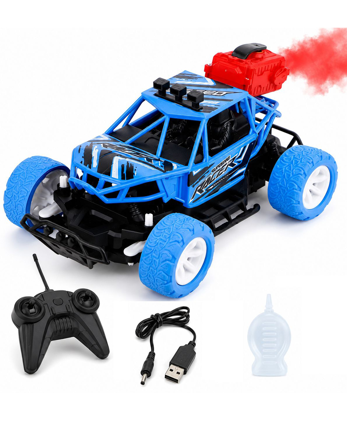 KiddyBuddy 5 Function RC Car With Smoke Toy For Kids - Blue-picture-14