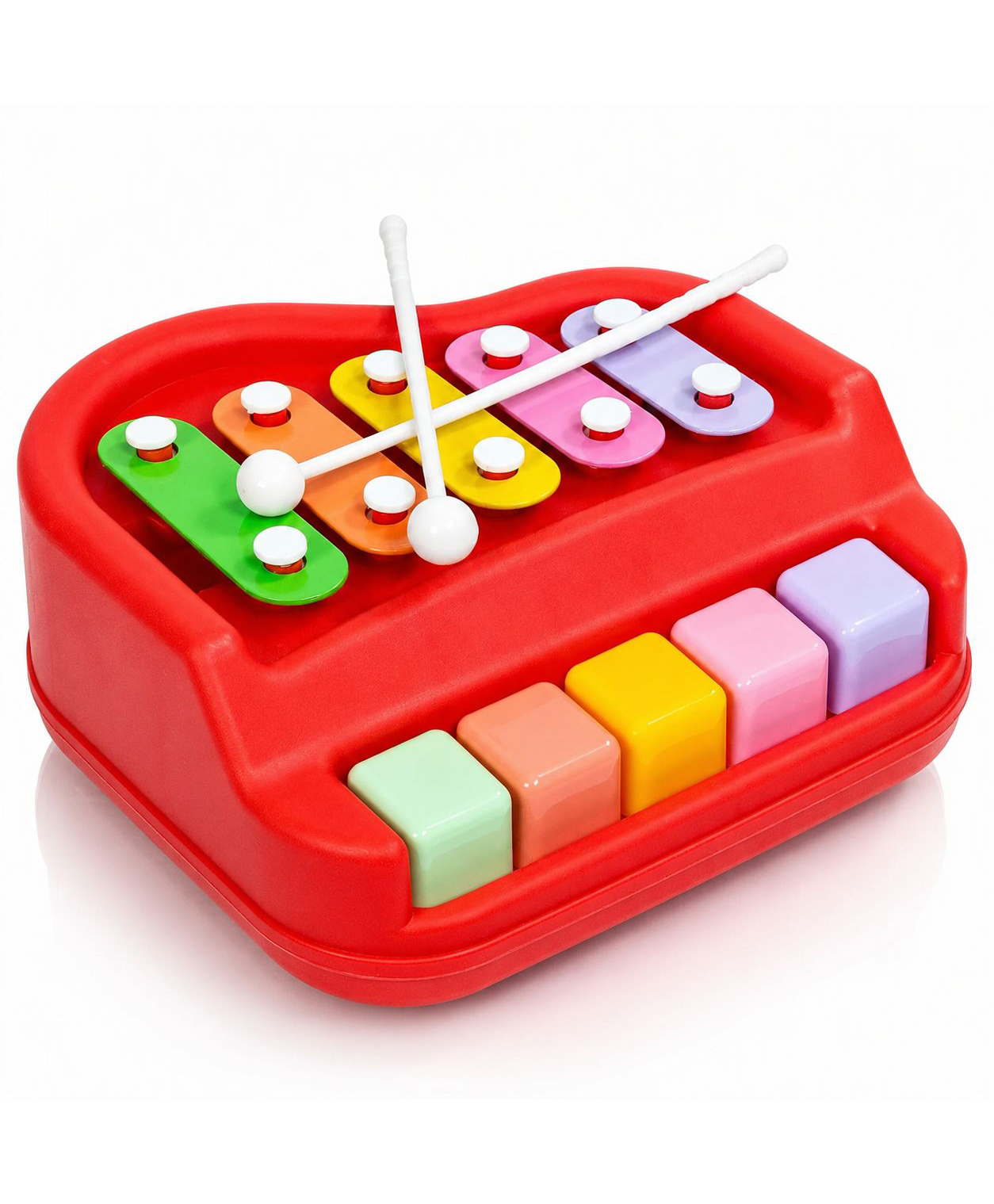 KiddyBuddy Xylophone Cum Piano With 5 Keys - Red-image-22