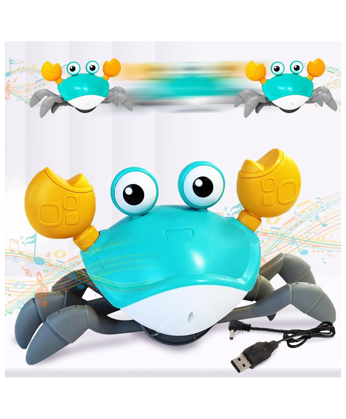 KiddyBuddy Rechargeable Crawling Crab Toy with Music - Light Blue-image-21