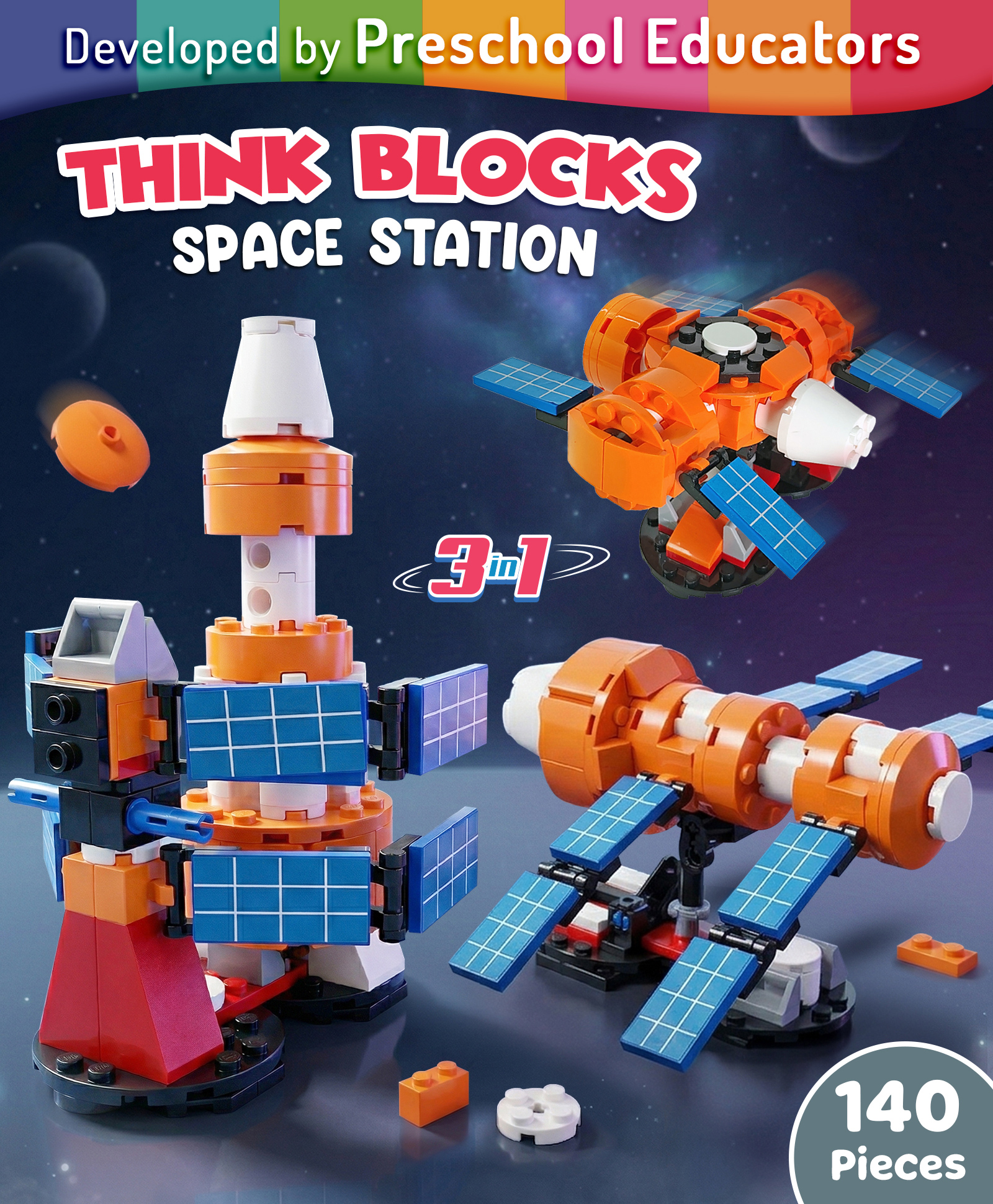 Intelliskills Think Blocks: 3-in-1 Space Station, Nexus Module & Cosmos Unit | 140 Pieces - Multicoloured | STEM Construction & Building Set | Assemble & Play | BIS Certified | Educator Recommended-picture-14
