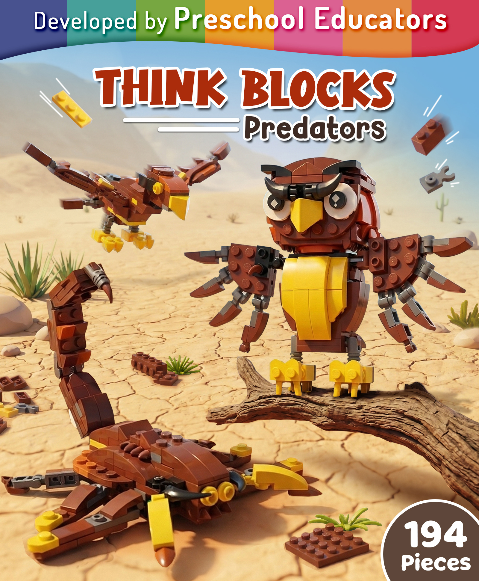 Intelliskills Think Blocks: 3-in-1 Predators | Owl, Hawk & Scorpion | 194 Pieces-Multicoloured | STEM Construction & Building Animals Set | Assemble & Play | BIS Certified | Educator Recommended-image-30