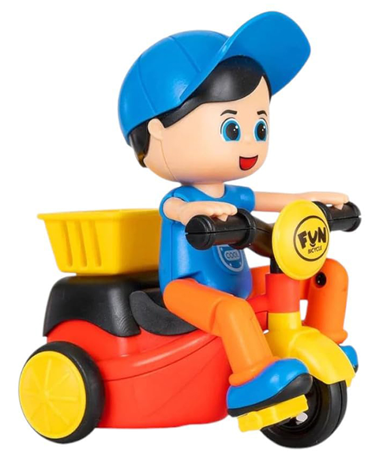 AKN TOYS Mini Tricycle/car Toys. Friction Small Boy Riding Cartoon Scooter/Scooty Toy for Kids with Basket Back Side.- ( PACK OF 1 - COLOR MAY VARY )-picture-12