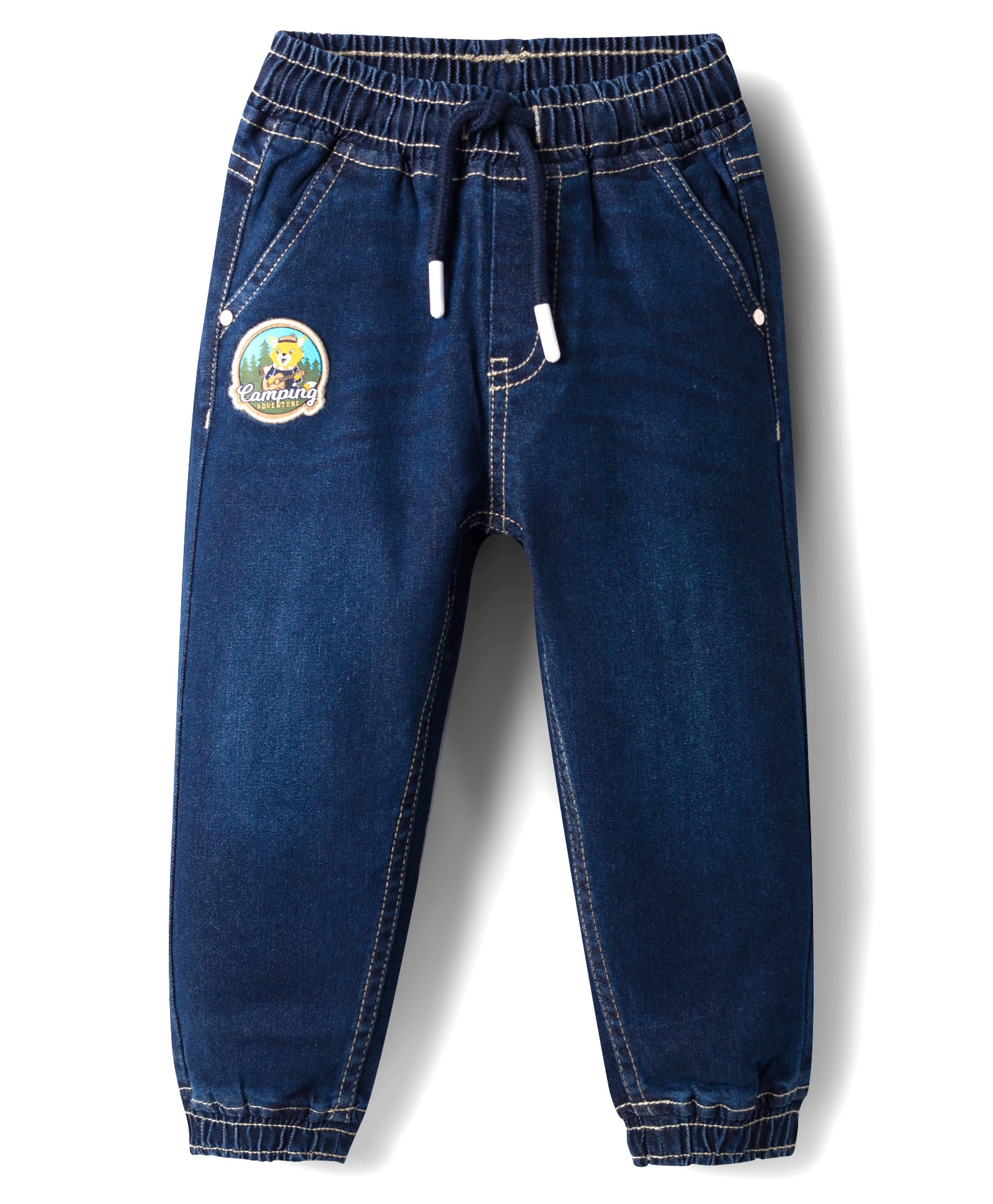 Babyhug Full Length Denim Jeans with Stretch & Patch Detailing - Navy Blue-picture-21