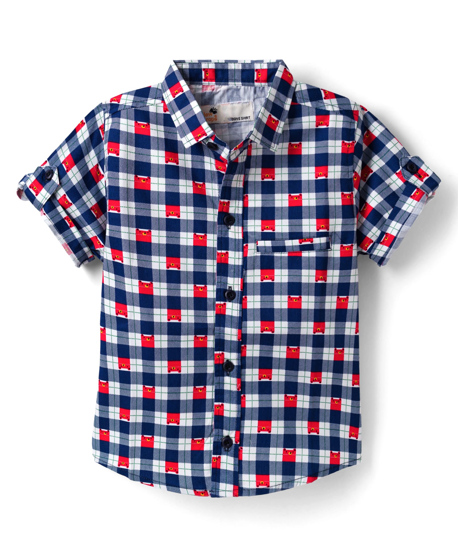 Dew Drops Cotton Woven Half Sleeves Checks Shirt - Navy Blue-image-26
