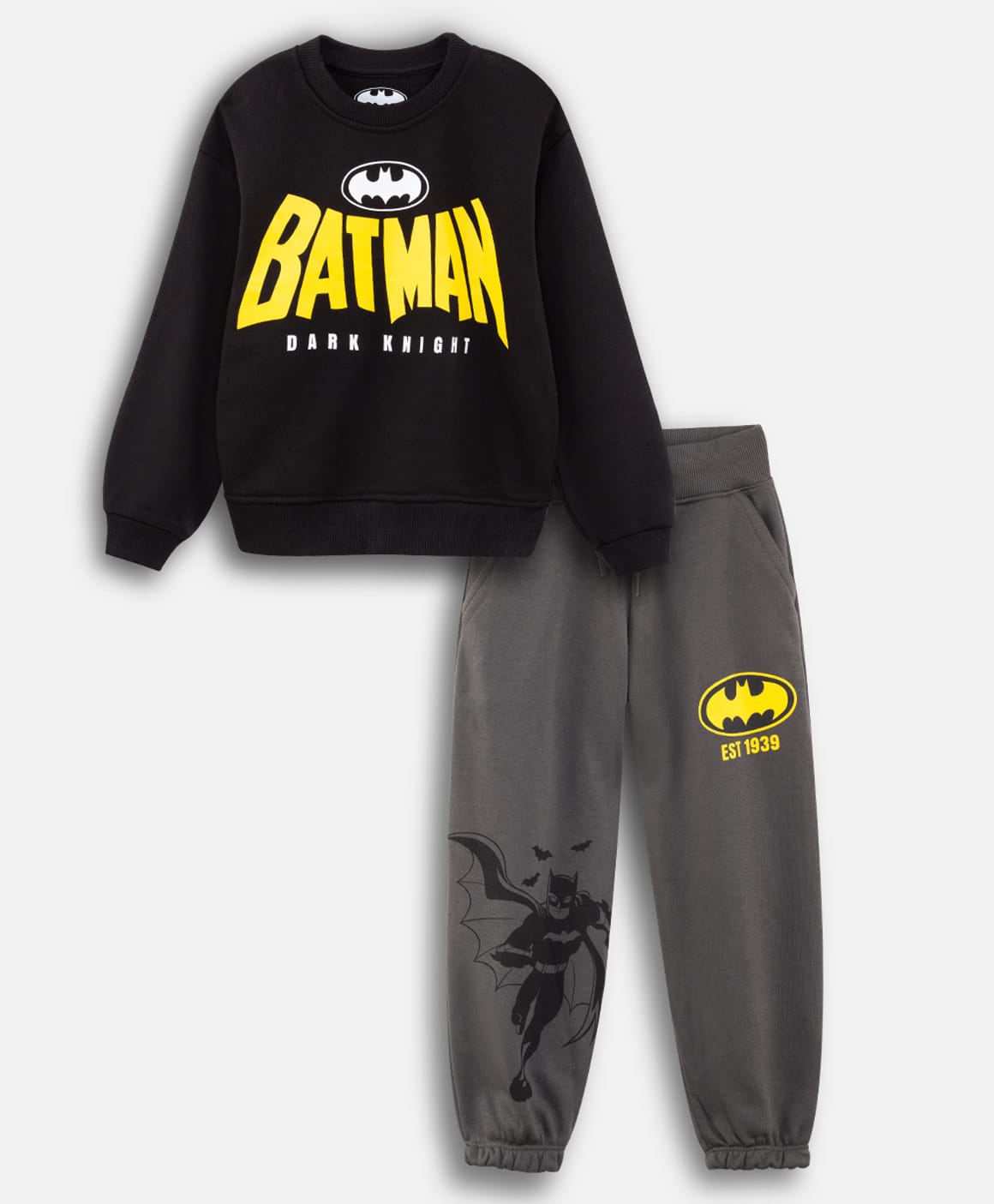 Nap Chief Cotton Blend Knit DC Comics Batman Featuring Full Sleeves Character Printed Winter Sweatshirt & Joggers Set - Black-picture-15