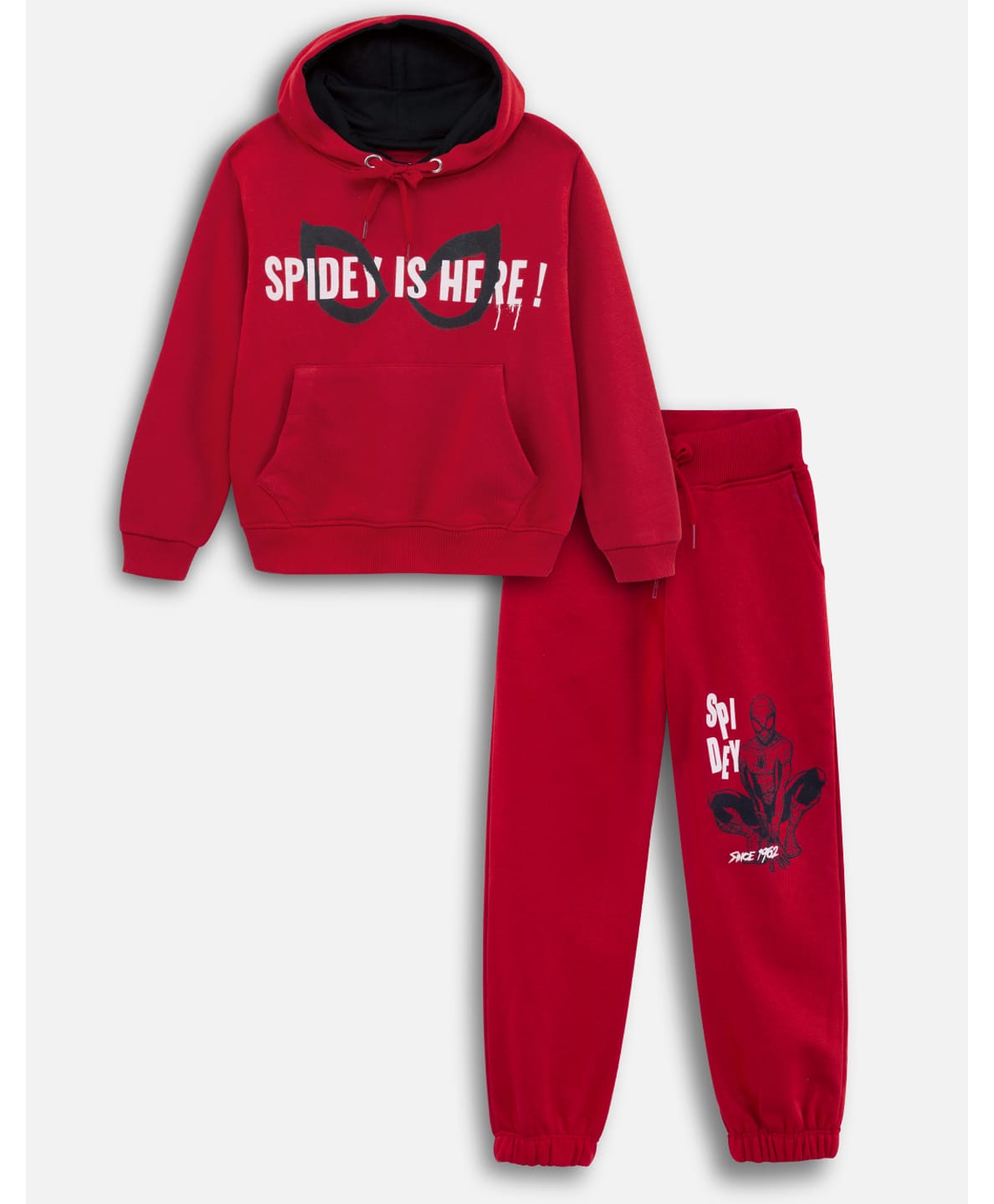 Nap Chief Cotton Blend Knit Marvel Featuring Full Sleeves Spider Man Printed Winter Hoodie & Joggers Set - Red-picture-17